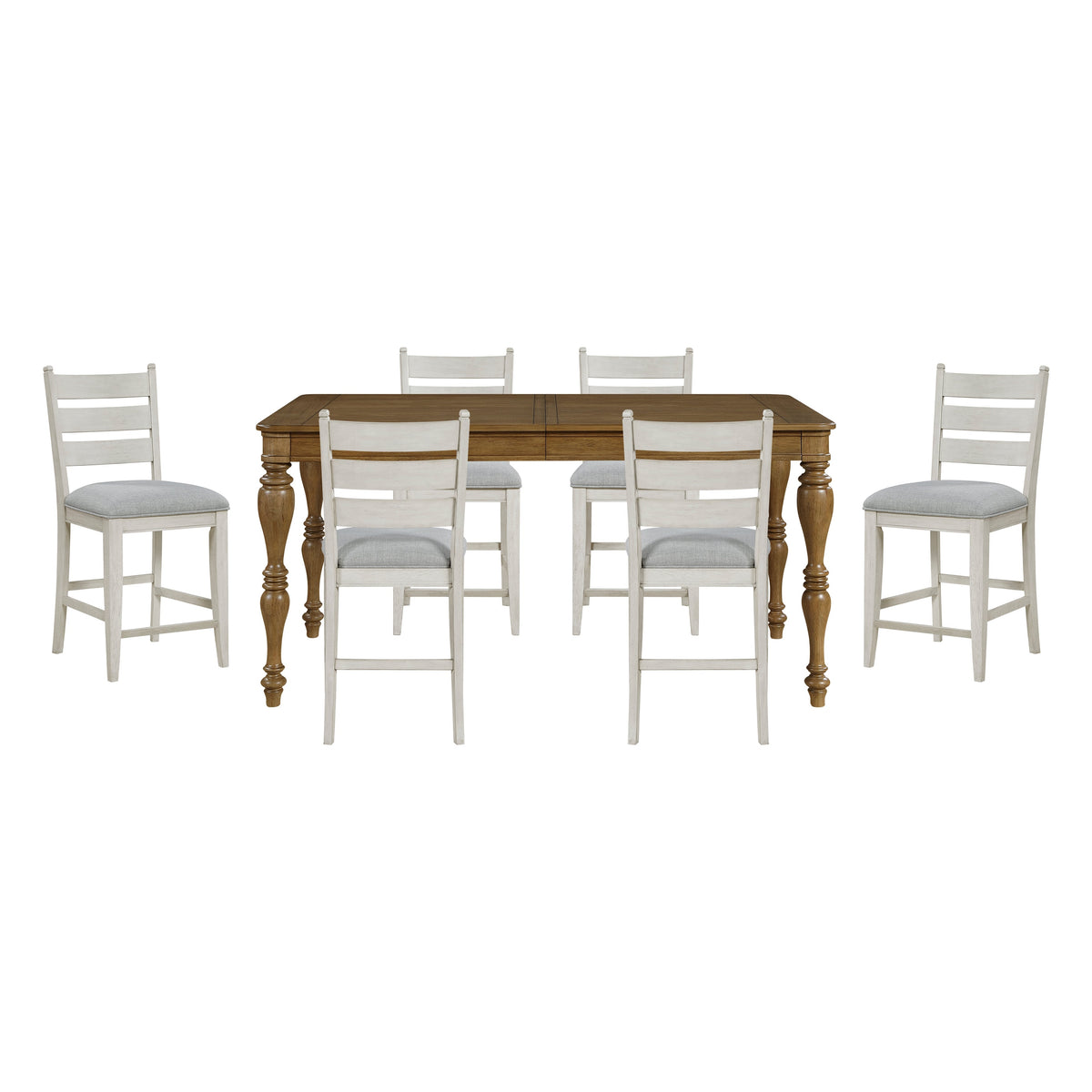 Wyatt Brown/Weathered White/Gray 91" Extendable Counter Height Set