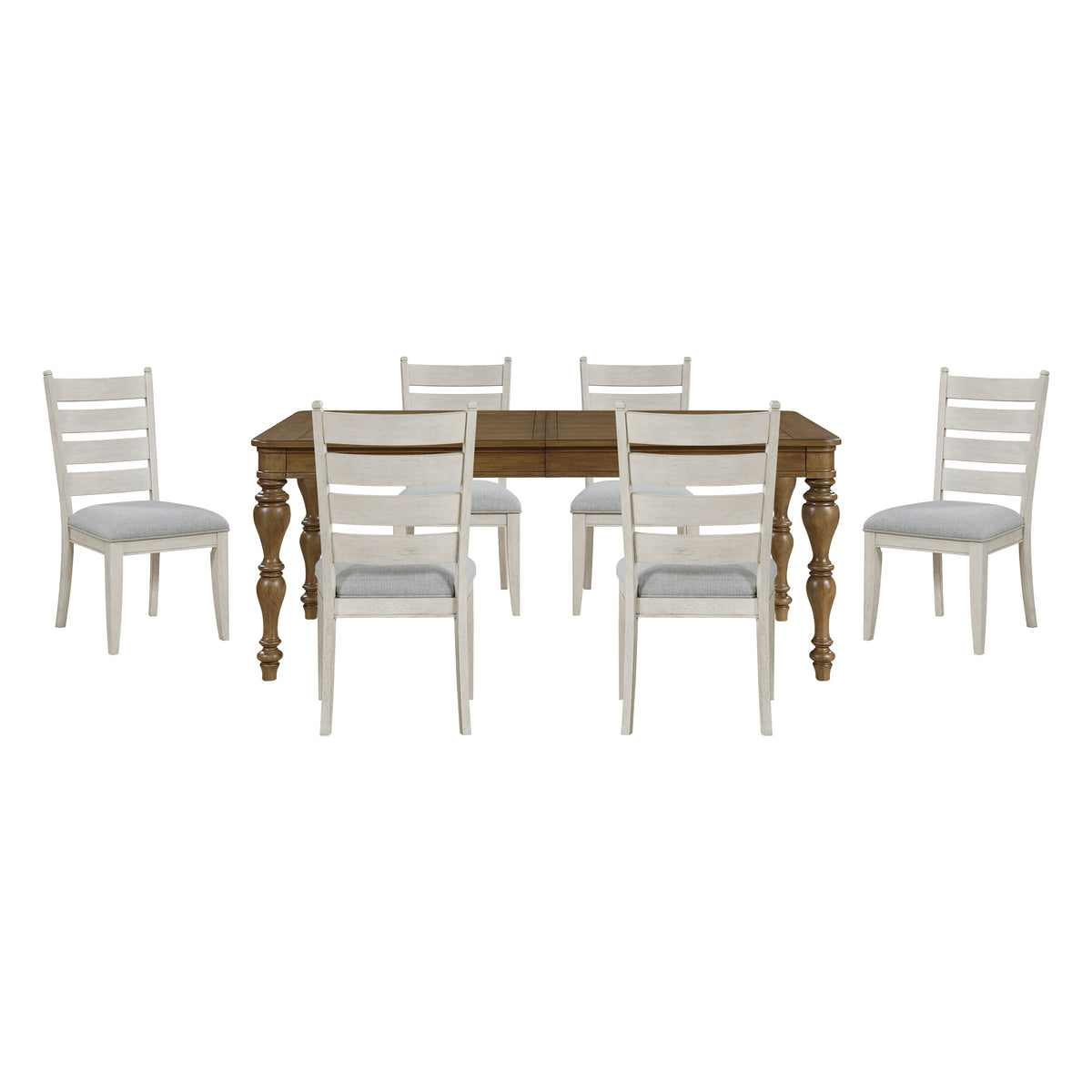 Wyatt Brown/Weathered White/Gray 91" Extendable Dining Room Set