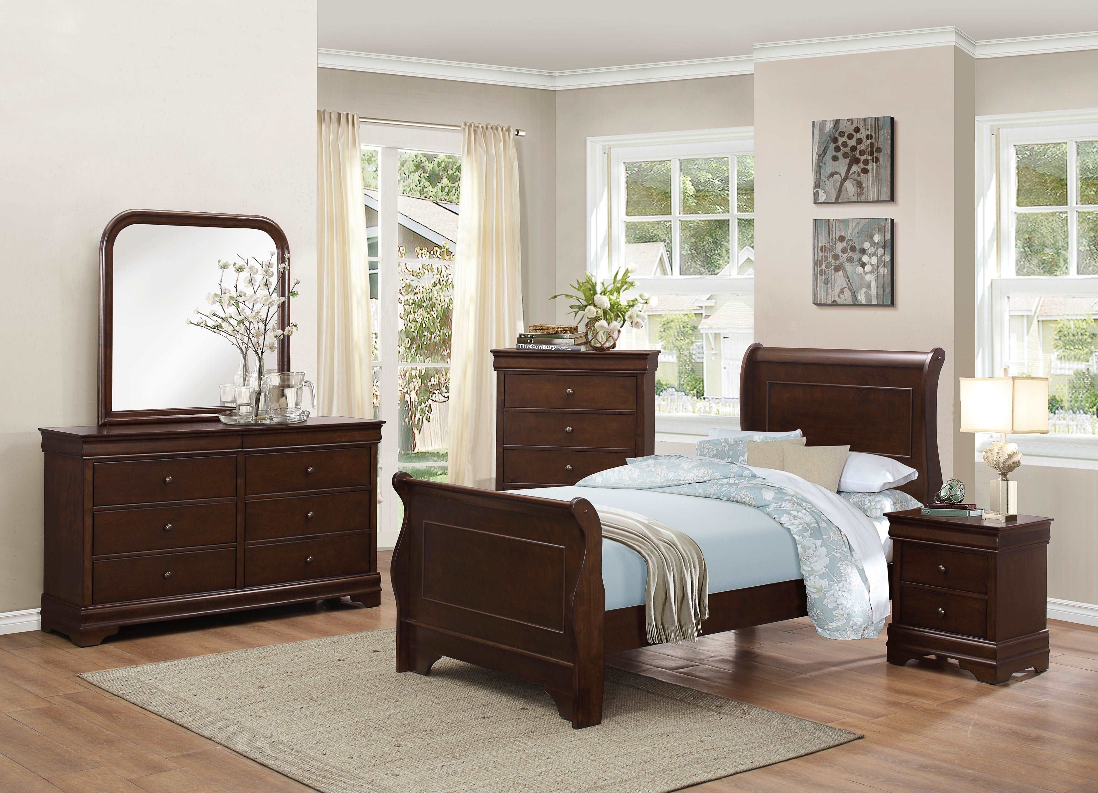 Abbeville Cherry Dresser, Two Hidden Drawers - 1856-5 - Bien Home Furniture & Electronics