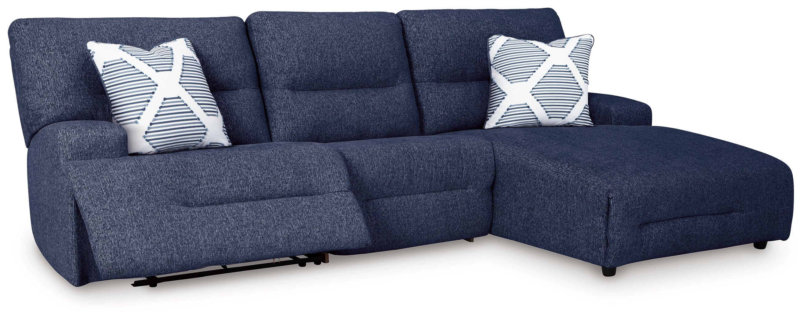 Acklen Place Navy 3-Piece Power Reclining Sectional - 93607S6