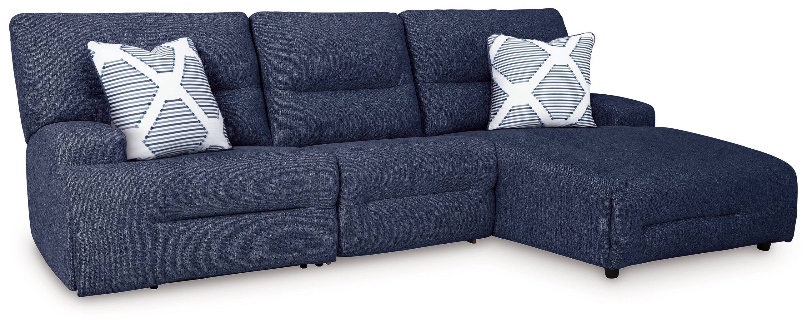 Acklen Place Navy 3-Piece Power Reclining Sectional - 93607S6