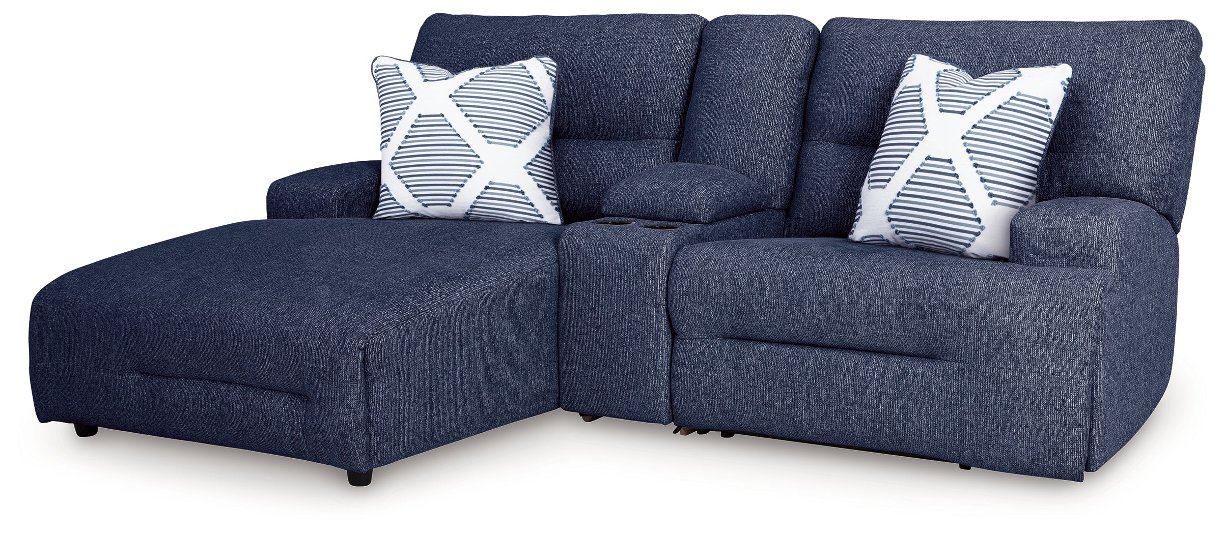 Acklen Place Navy 3-Piece Power Reclining Sectional Sofa with Chaise - 93607S5