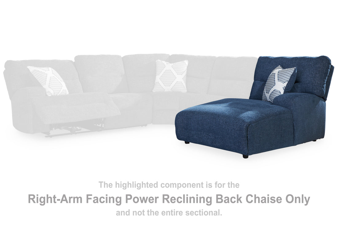 Acklen Place Navy Right-Arm Facing Power Press Back Chaise - 9360797