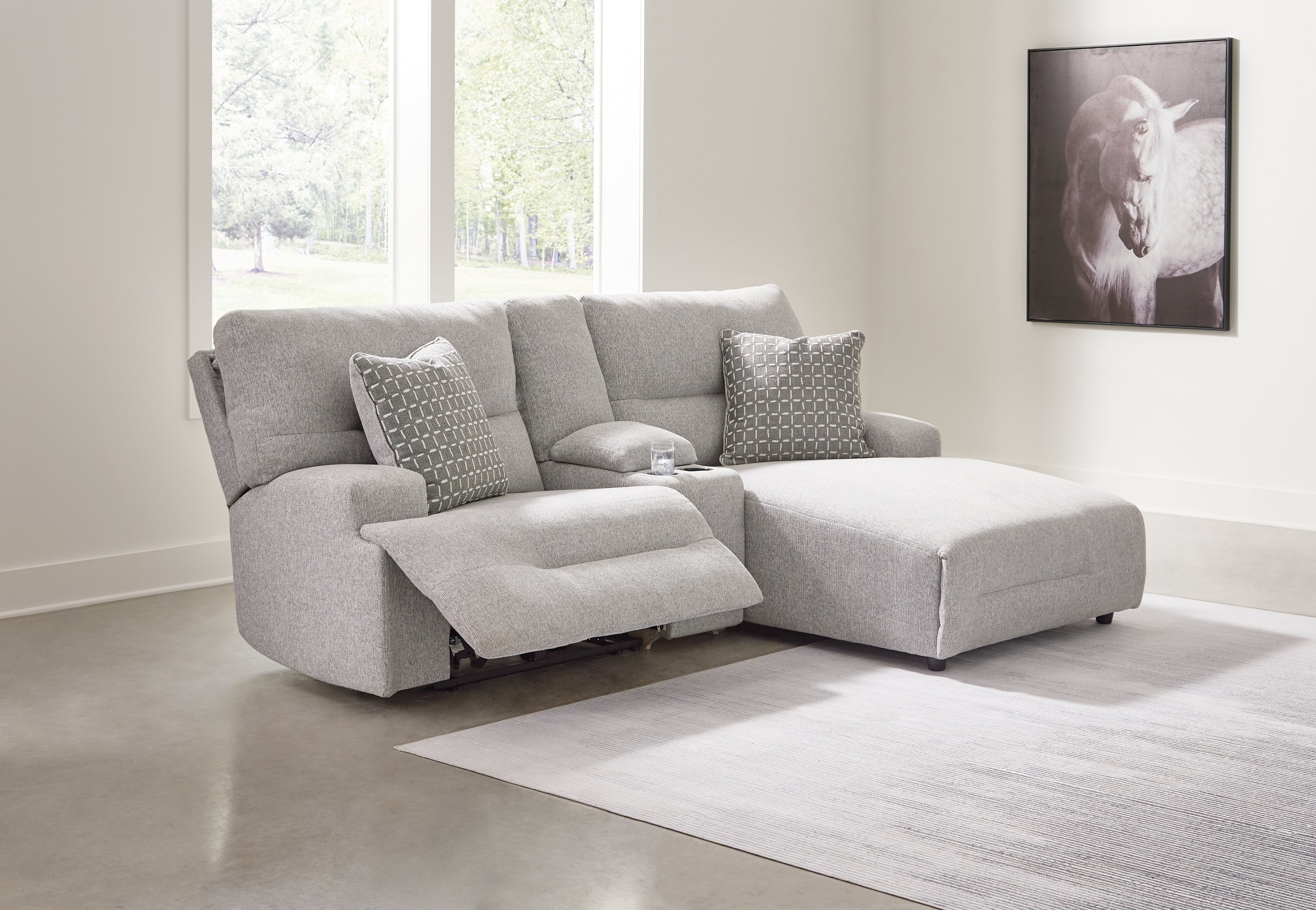 Acklen Place Pewter 3-Piece Power Reclining Sectional Sofa with Chaise - 93605S4