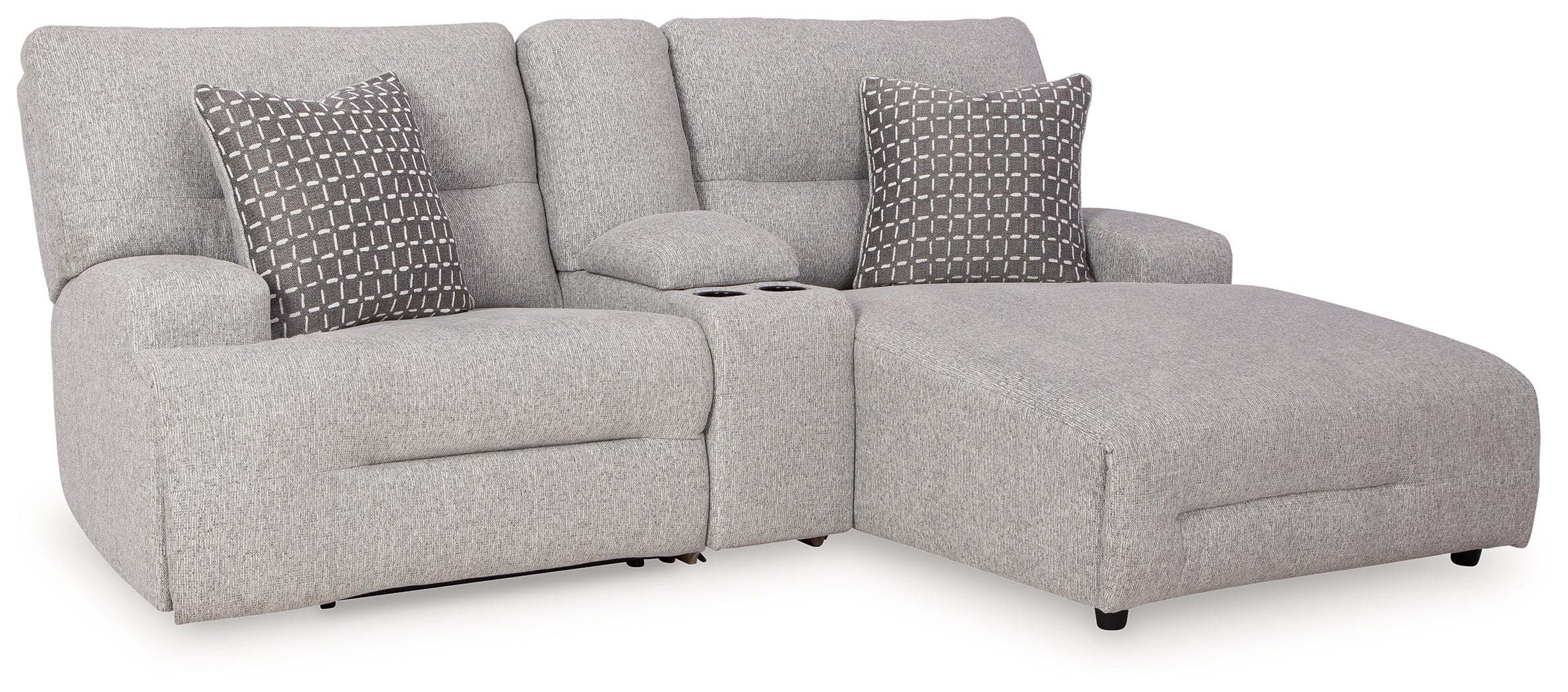 Acklen Place Pewter 3-Piece Power Reclining Sectional Sofa with Chaise - 93605S4