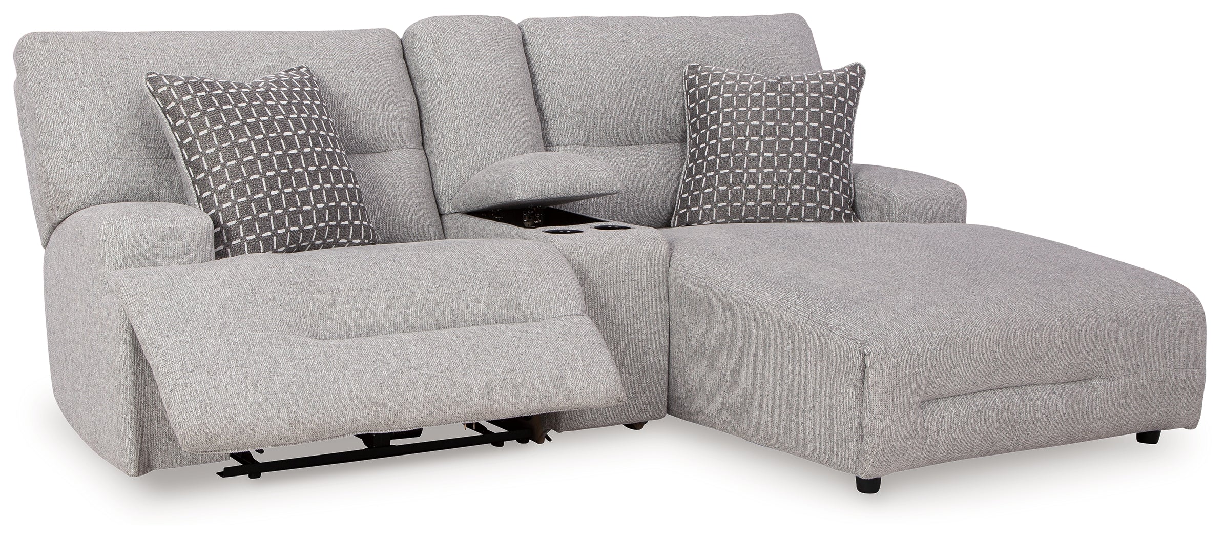 Acklen Place Pewter 3-Piece Power Reclining Sectional Sofa with Chaise - 93605S4
