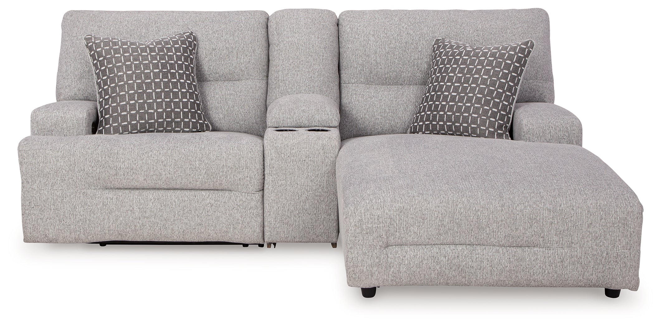 Acklen Place Pewter 3-Piece Power Reclining Sectional Sofa with Chaise - 93605S4