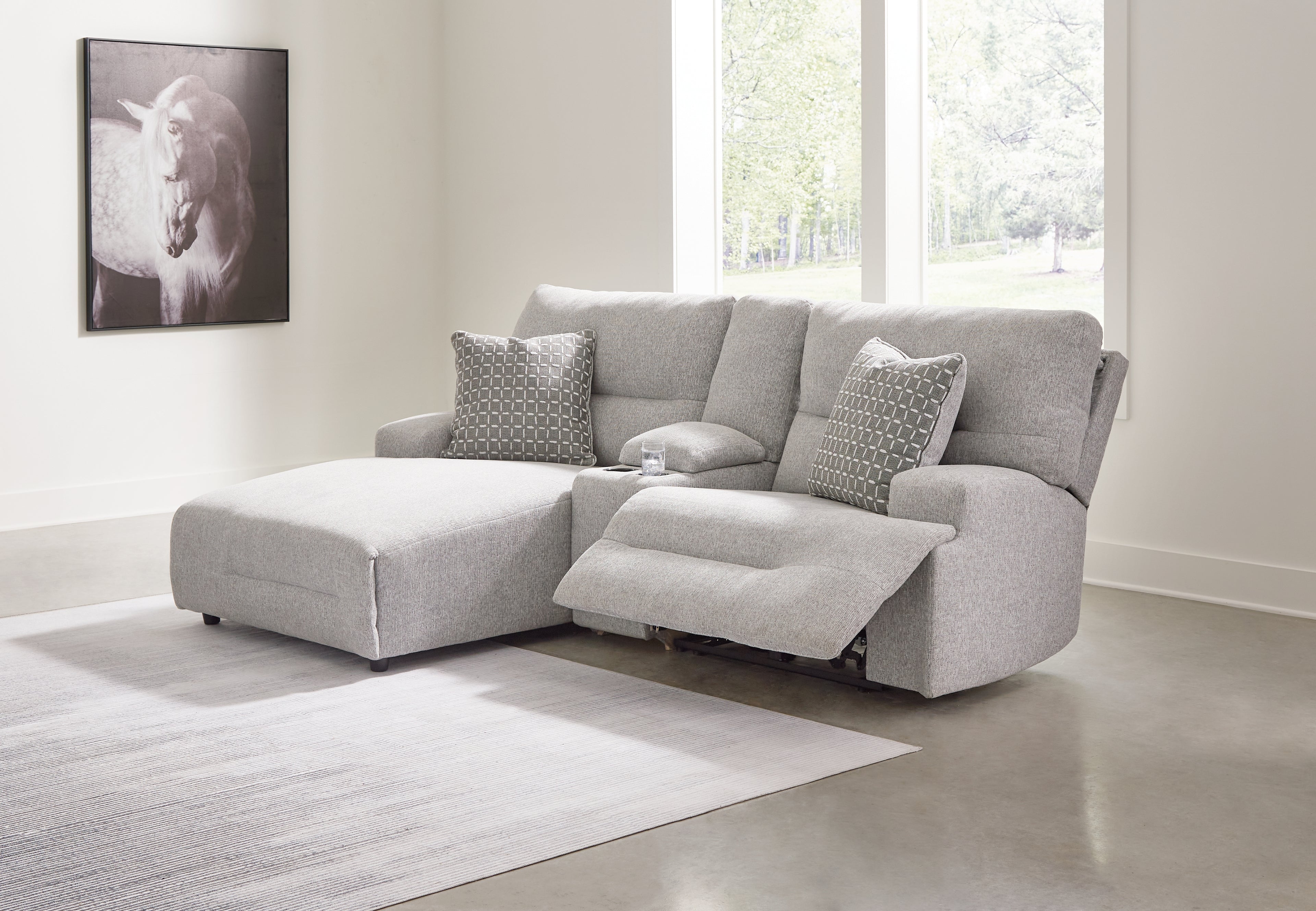 Acklen Place Pewter 3-Piece Power Reclining Sectional Sofa with Chaise - 93605S5