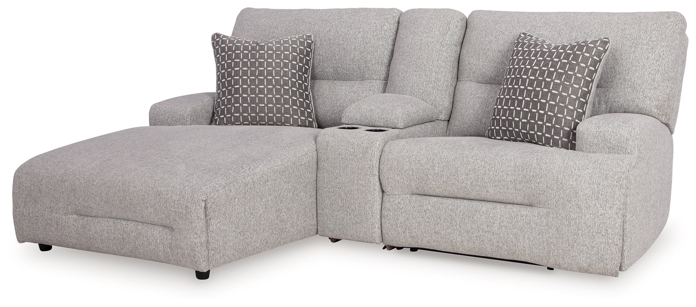 Acklen Place Pewter 3-Piece Power Reclining Sectional Sofa with Chaise - 93605S5