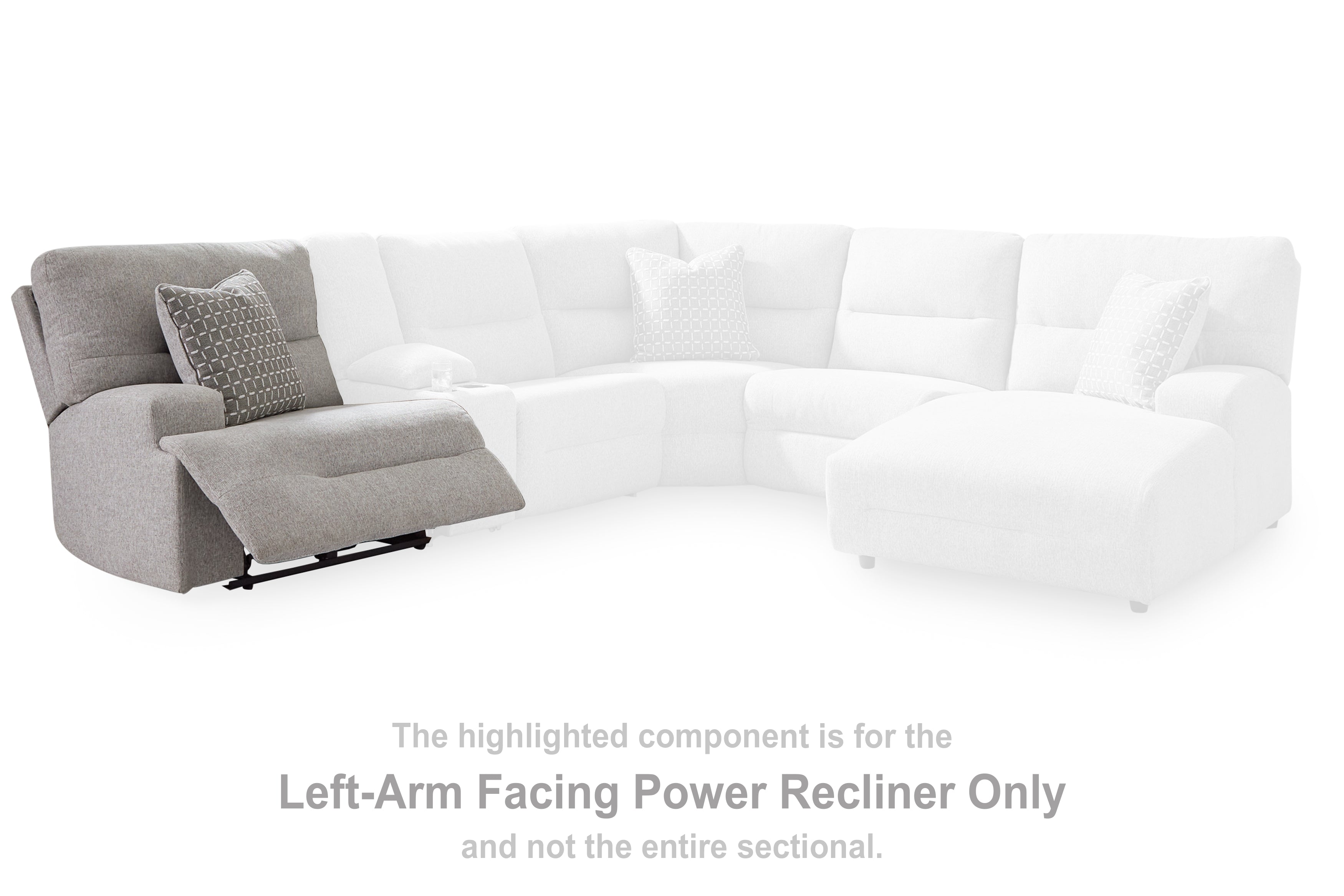 Acklen Place Pewter 5-Piece Power Reclining Sectional - 93605S3
