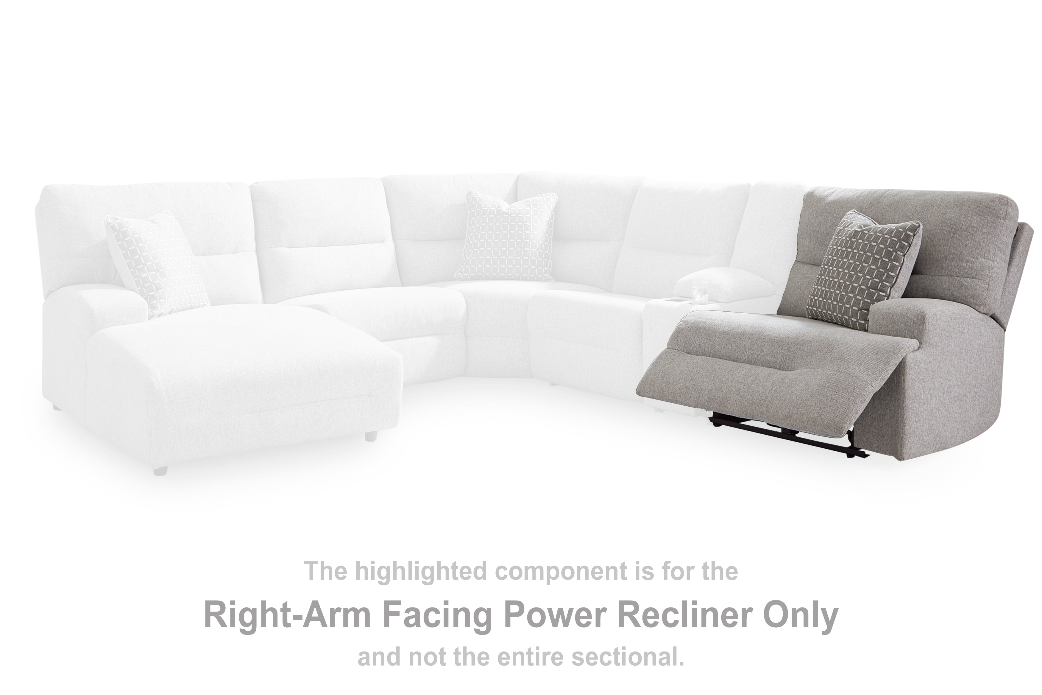 Acklen Place Pewter 5-Piece Power Reclining Sectional - 93605S3