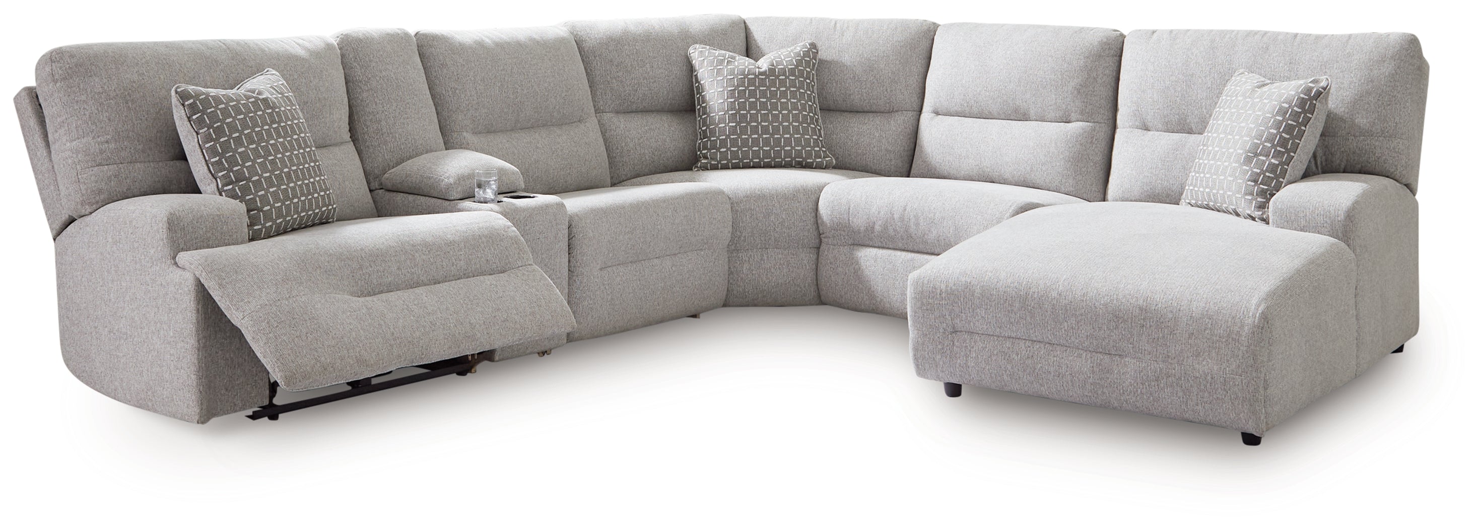 Acklen Place Pewter 6-Piece Power Reclining Sectional with Chaise - 93605S1