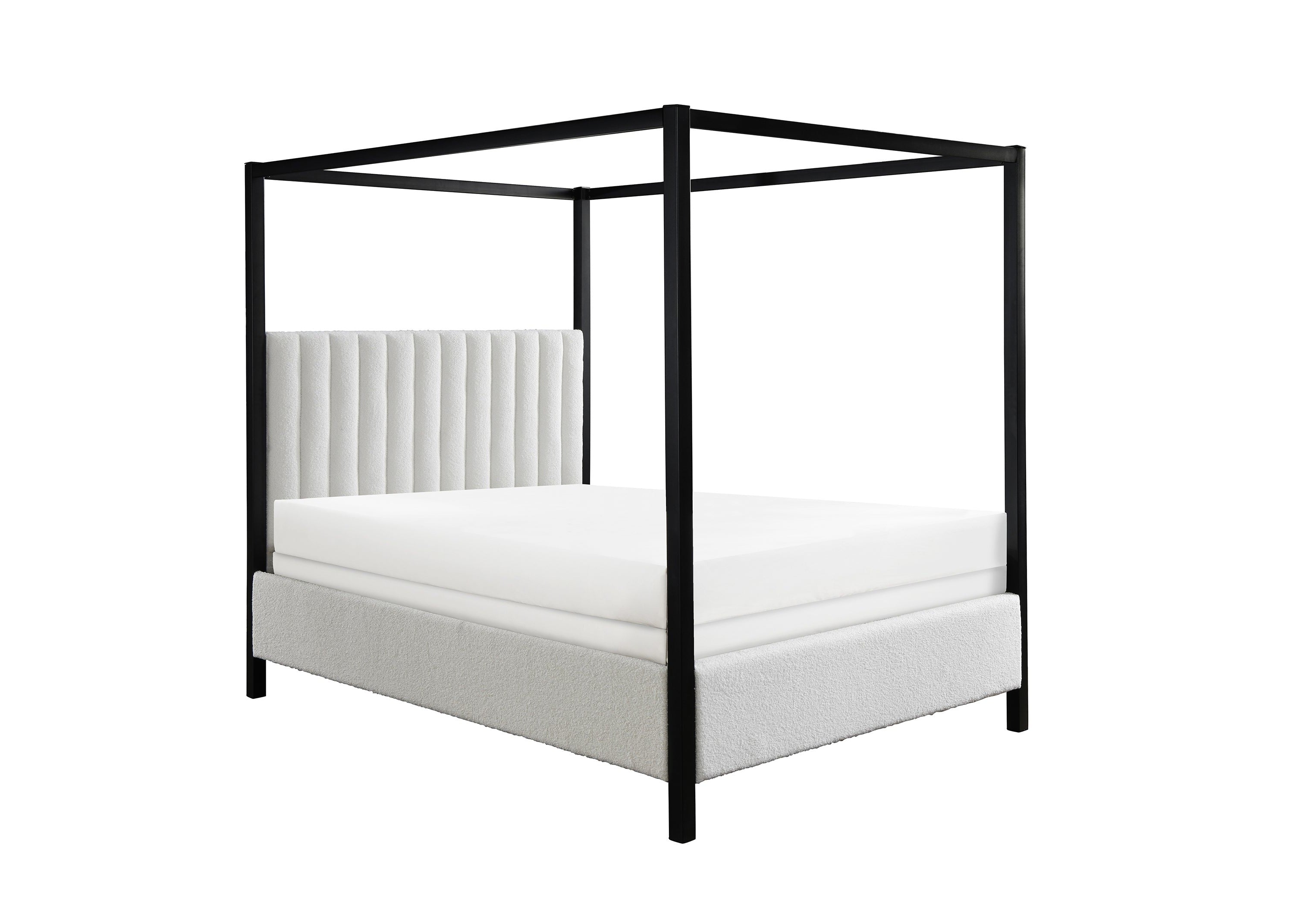 Adalyn Black/White Boucle King Canopy Bed - SET | 5107WH-K-HB | 5107WH-K-FB | 5107WH-KQ-RAIL | 5107WH-K-CANOPY - Bien Home Furniture &amp; Electronics