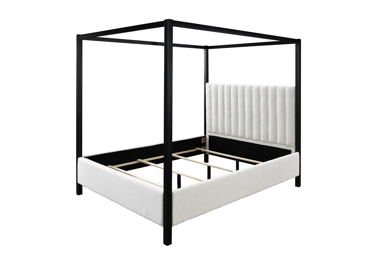 Adalyn Black/White Boucle King Canopy Bed - SET | 5107WH-K-HB | 5107WH-K-FB | 5107WH-KQ-RAIL | 5107WH-K-CANOPY - Bien Home Furniture &amp; Electronics