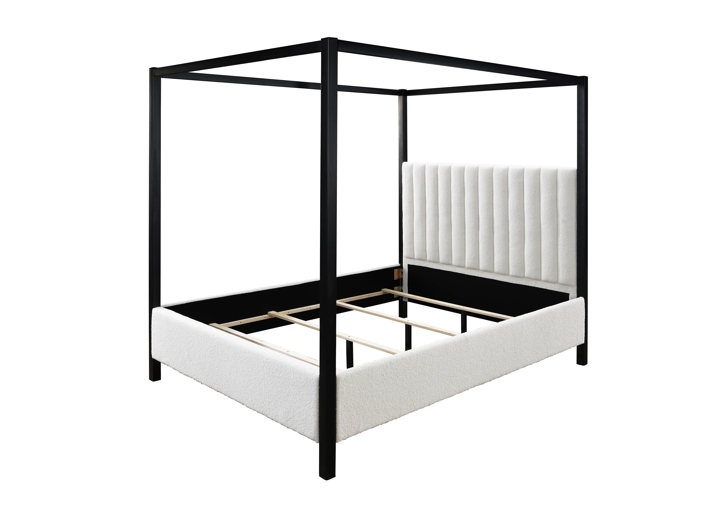 Adalyn Black/White Boucle Queen Canopy Bed - SET | 5107WH-Q-HB | 5107WH-Q-FB | 5107WH-KQ-RAIL | 5107WH-Q-CANOPY - Bien Home Furniture &amp; Electronics