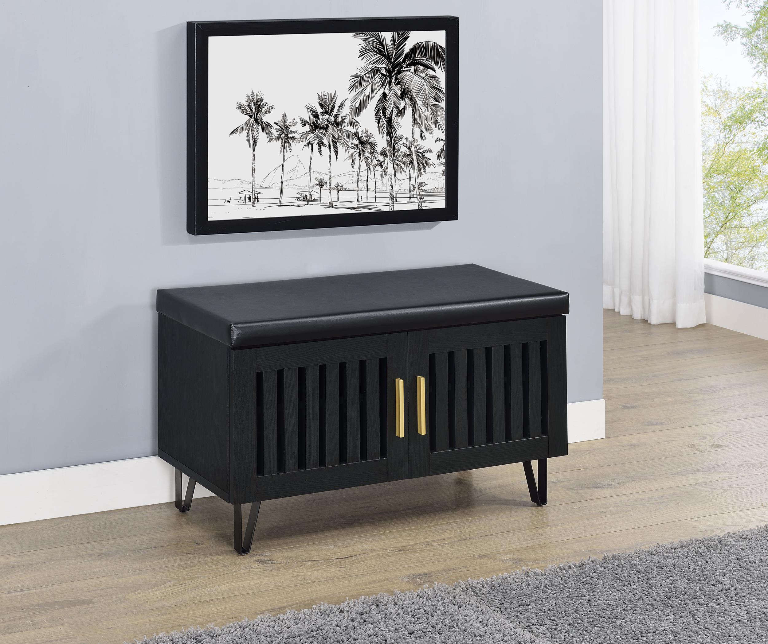 Addie 2-door Padded Entryway Shoe Storage Bench Black - 915152