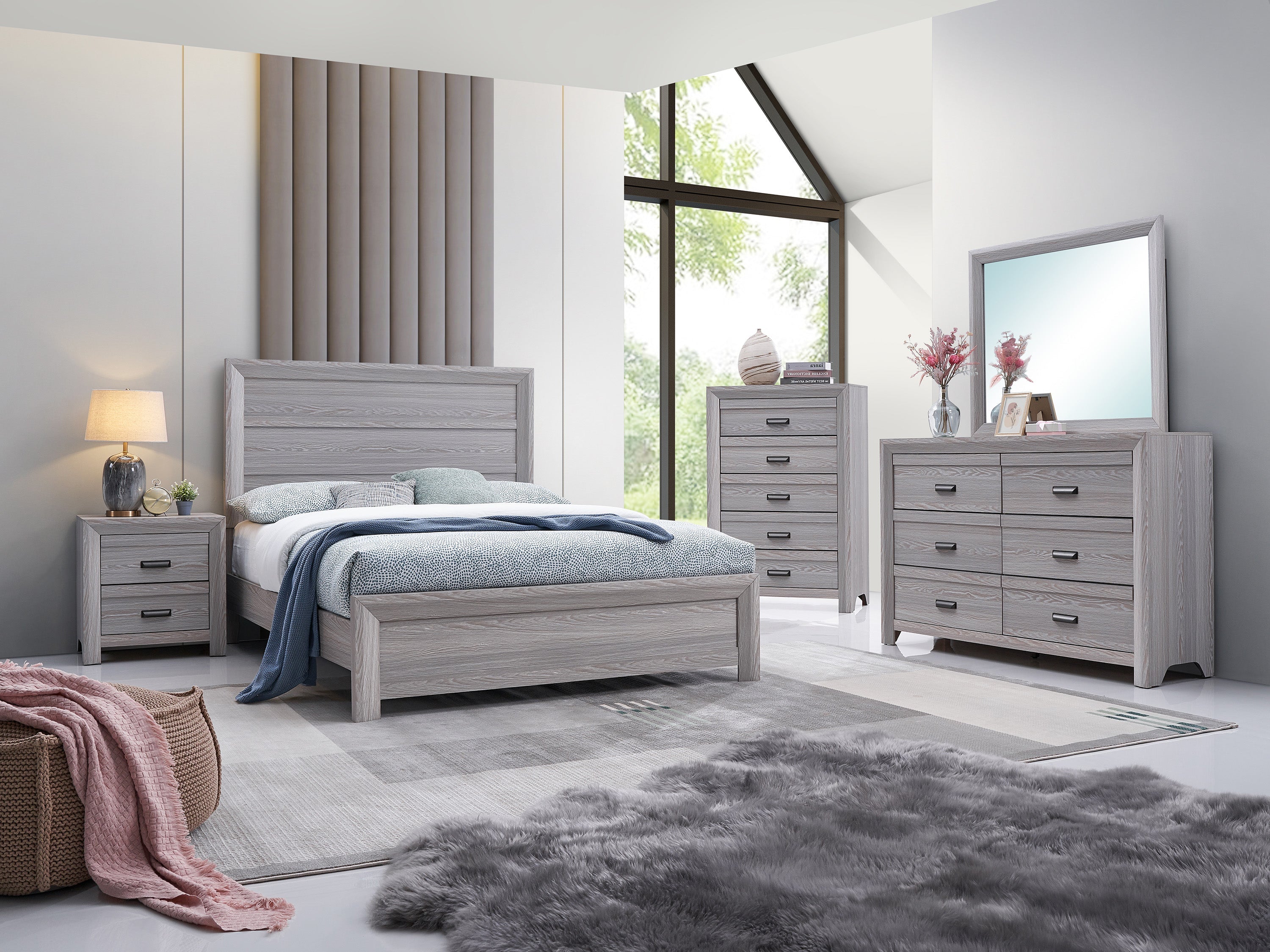 Adelaide Driftwood Queen Panel Bed - SET | B6710-Q-HBFB | B6710-KQ-RAIL - Bien Home Furniture &amp; Electronics