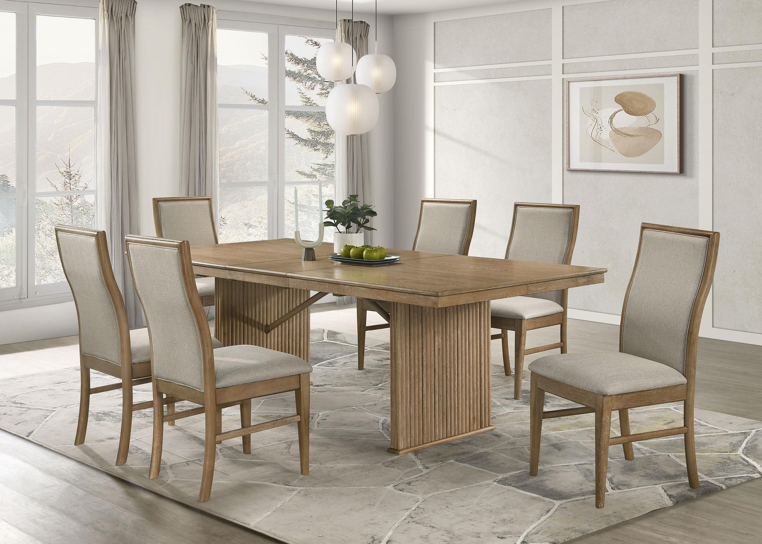Adina 7-piece Extension Leaf Dining Set Distressed Light Brown - 193611-S7