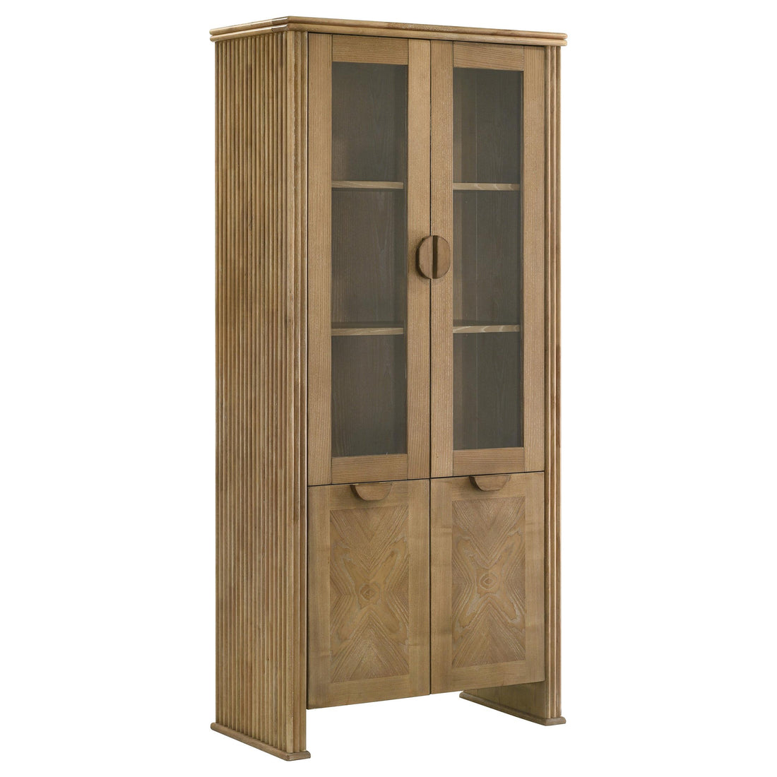 Adina 77-inch Tall Dining Display Cabinet Distressed Light Brown - 193616