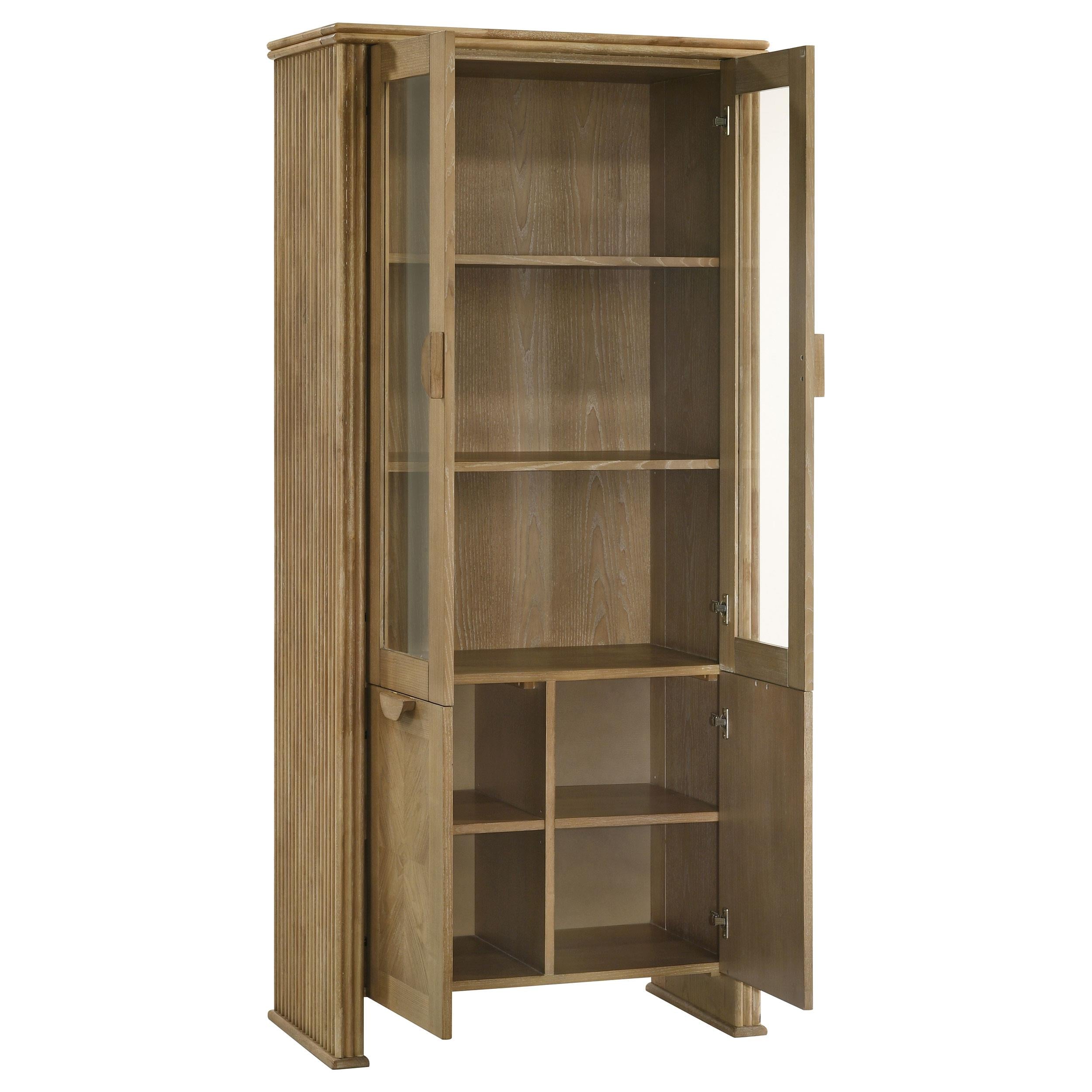 Adina 77-inch Tall Dining Display Cabinet Distressed Light Brown - 193616