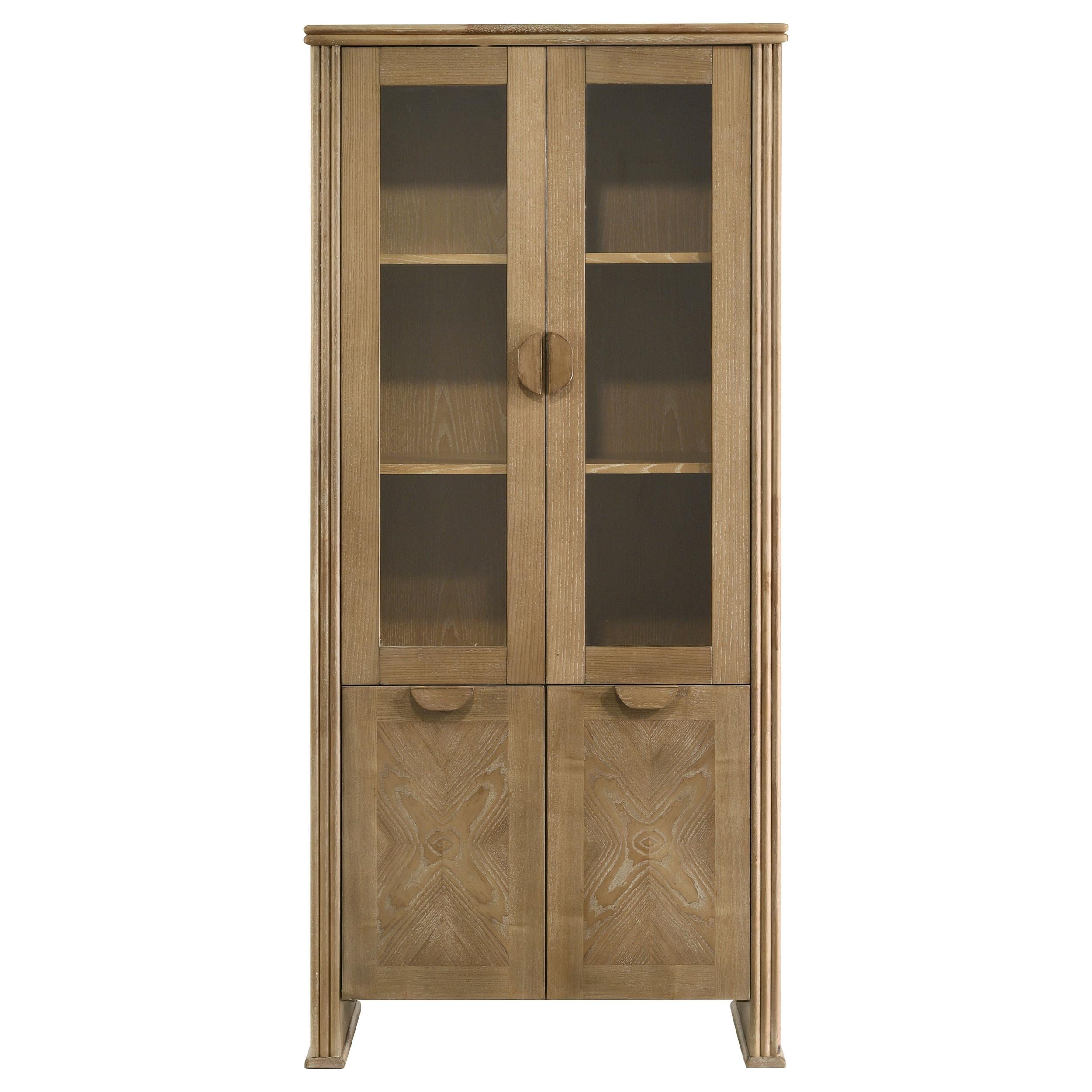 Adina 77-inch Tall Dining Display Cabinet Distressed Light Brown - 193616