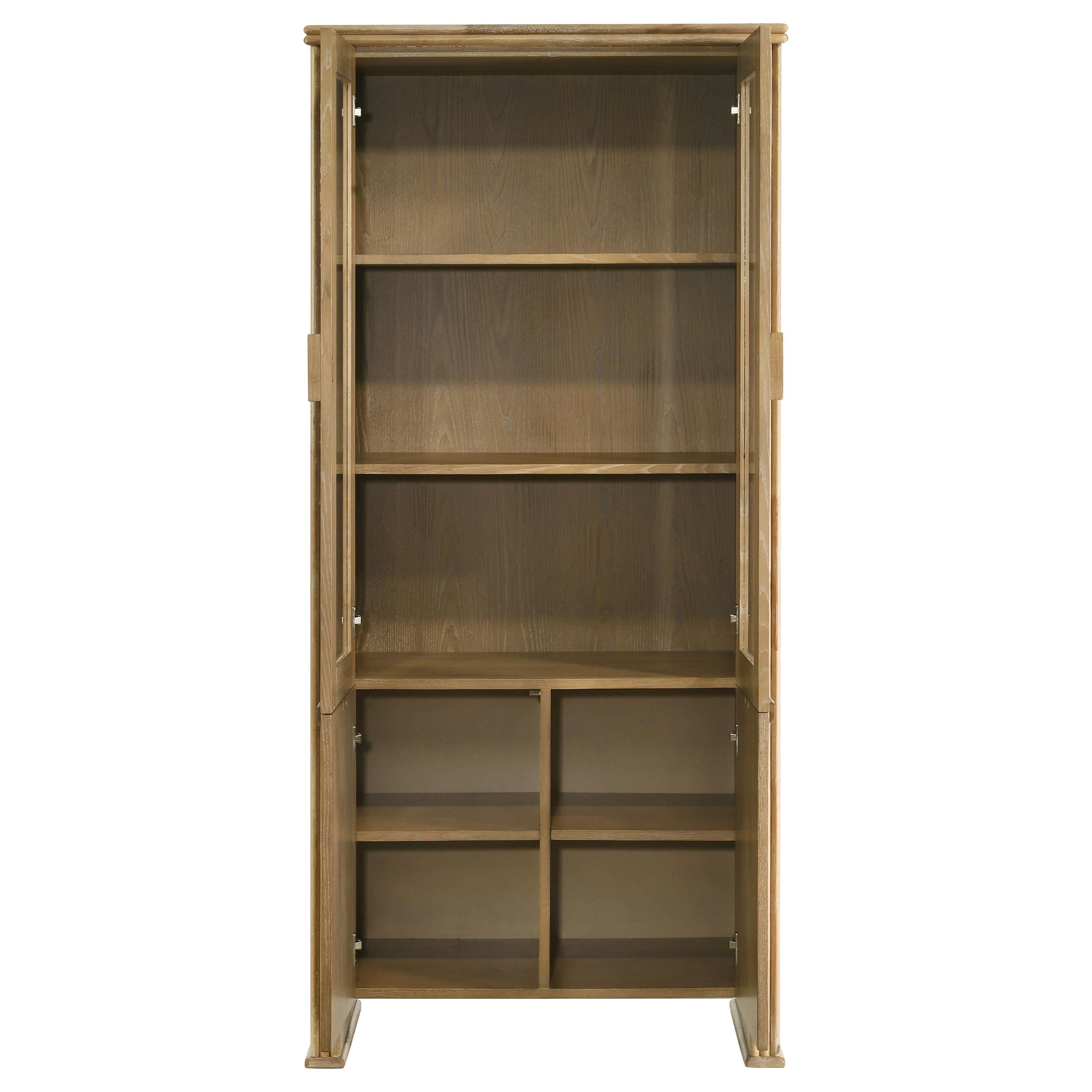 Adina 77-inch Tall Dining Display Cabinet Distressed Light Brown - 193616