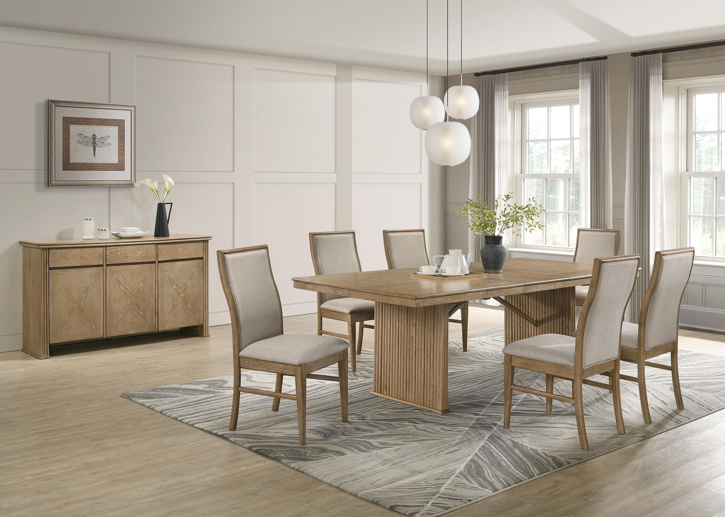 Adina 8-piece Extension Dining Set Distressed Light Brown - 193611-S8