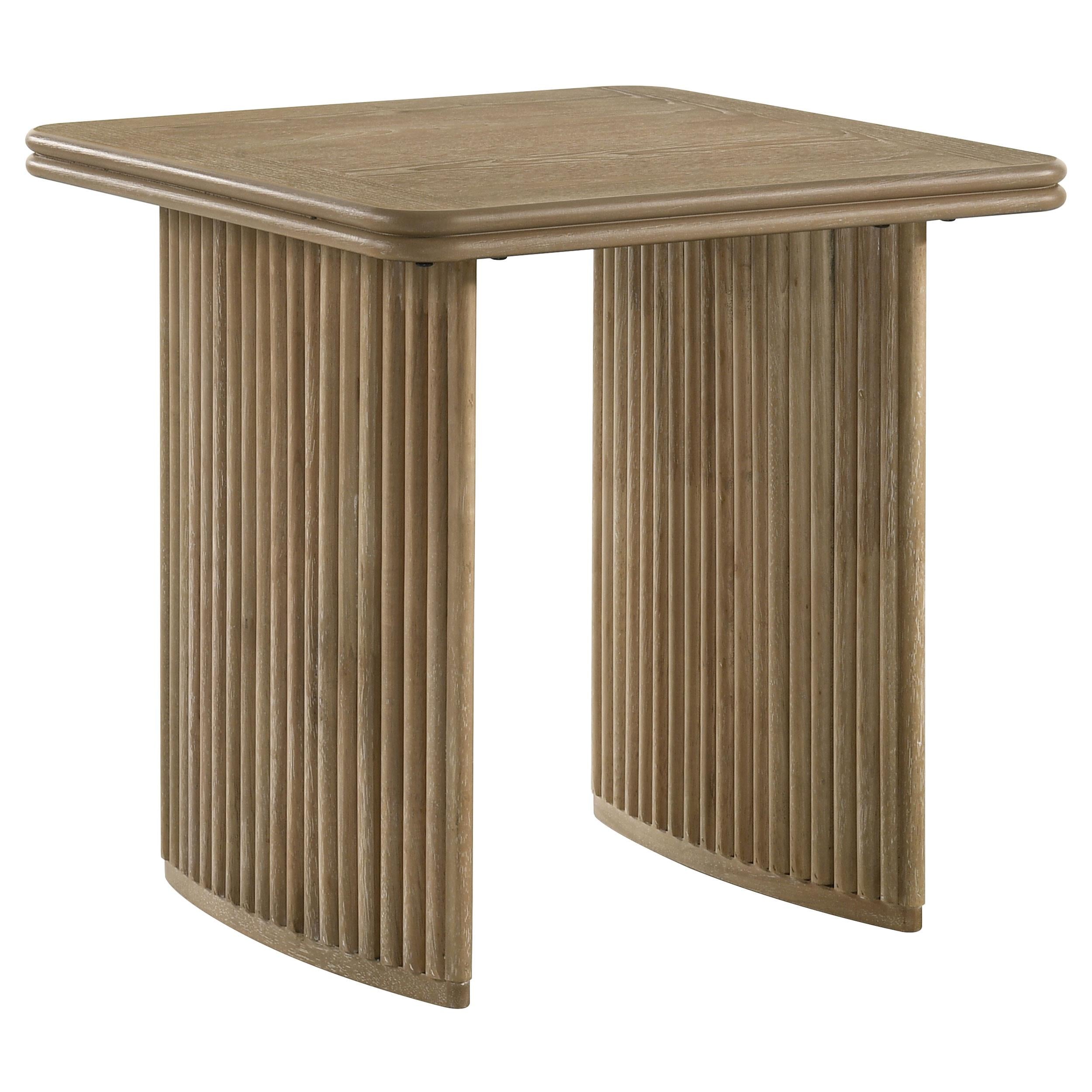 Adina Square Wood Side End Table Distressed Light Brown - 722857