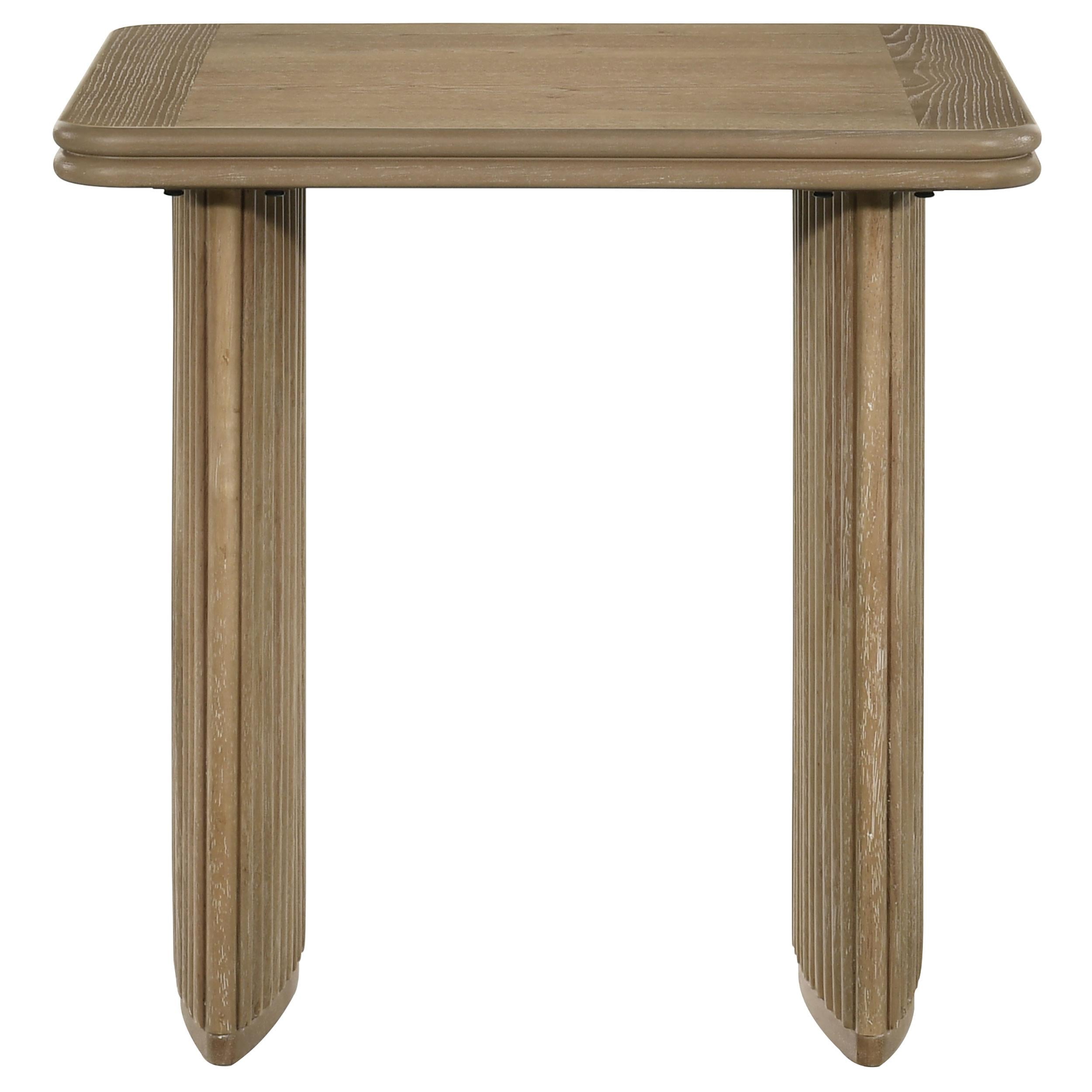 Adina Square Wood Side End Table Distressed Light Brown - 722857