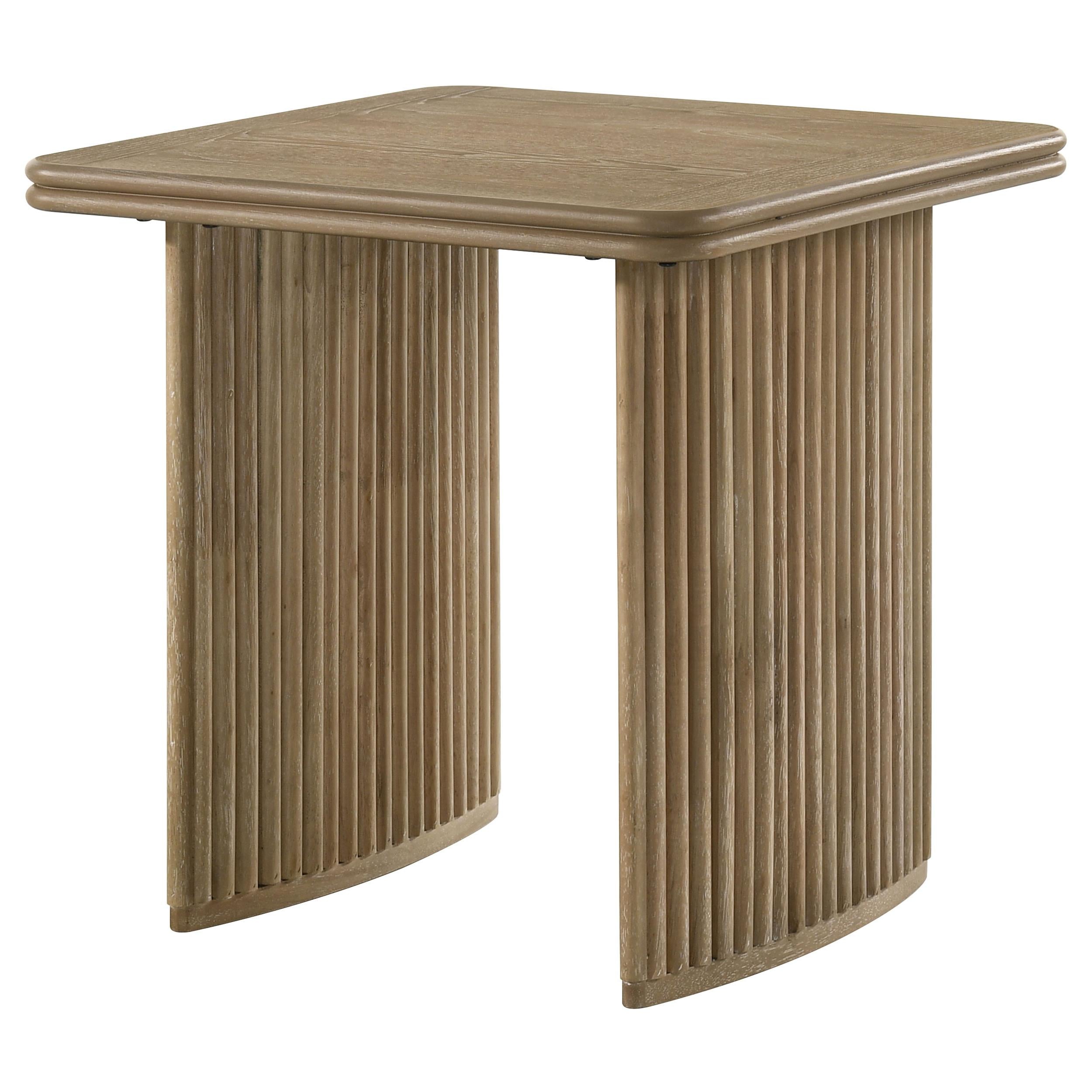 Adina Square Wood Side End Table Distressed Light Brown - 722857