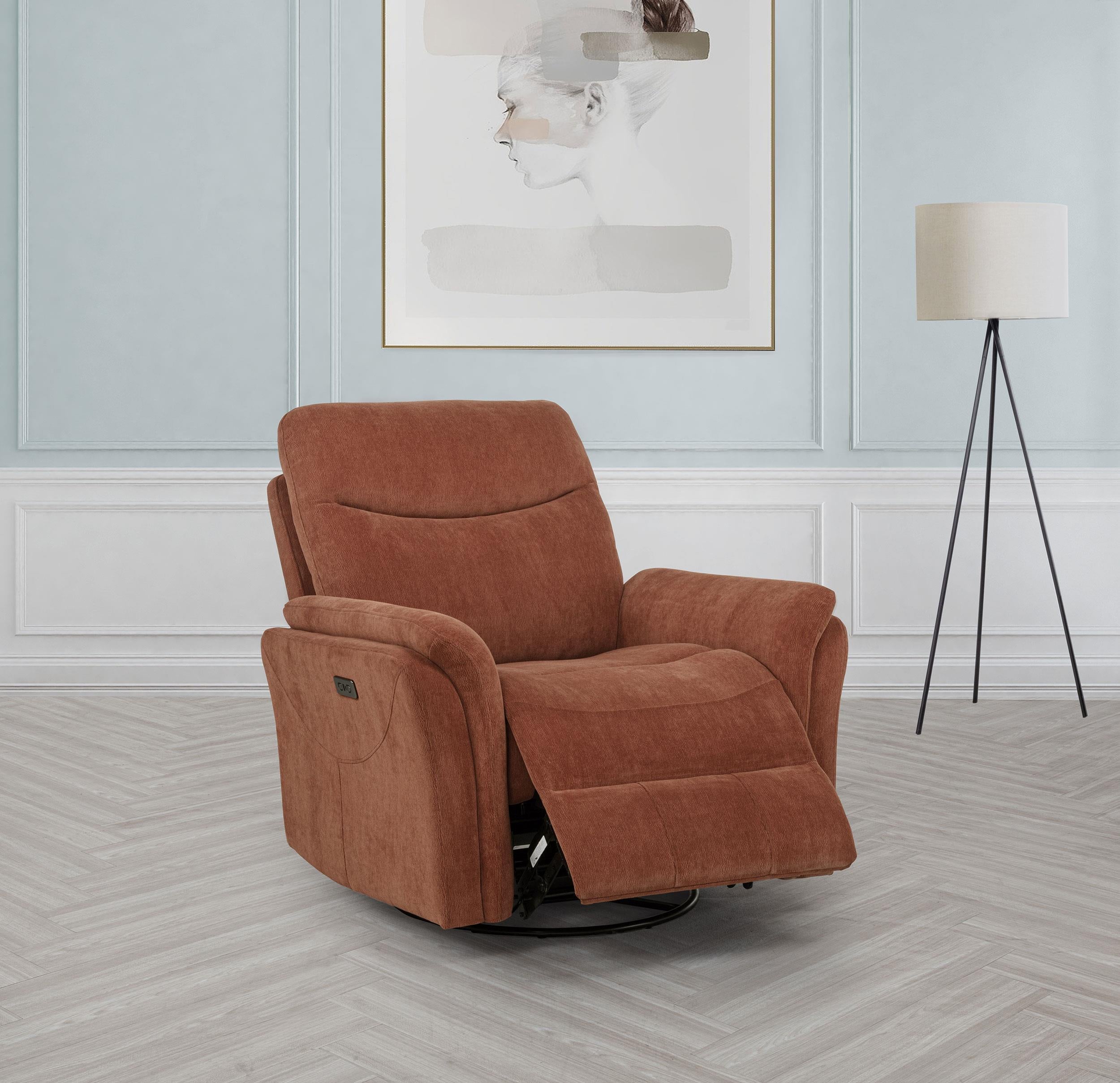 Adler Upholstered Power Swivel Glider Recliner Rust - 610433P