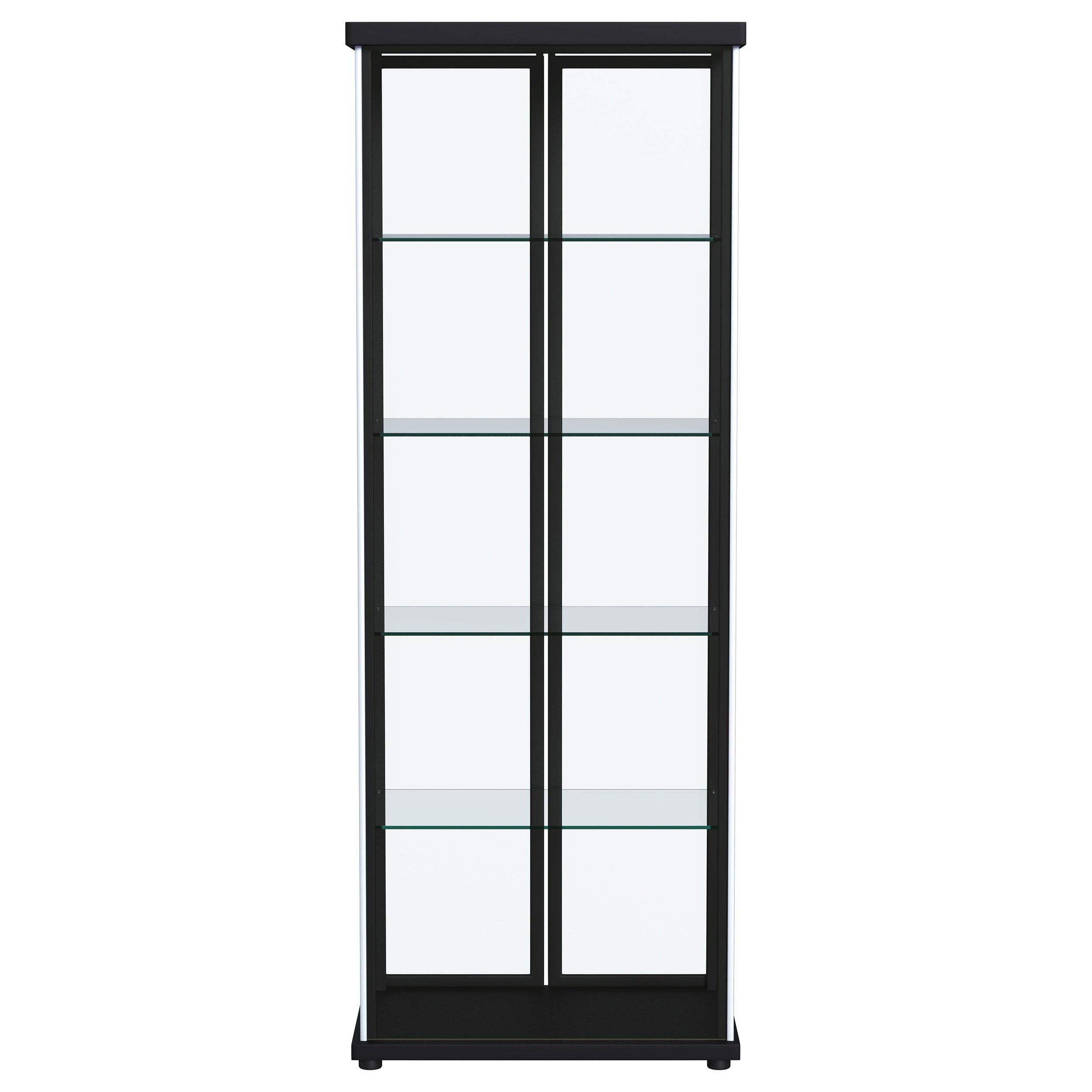 Aero 5-shelf Display Curio Cabinet with LED and Clear Tempered Glass Shelves Black - 950400