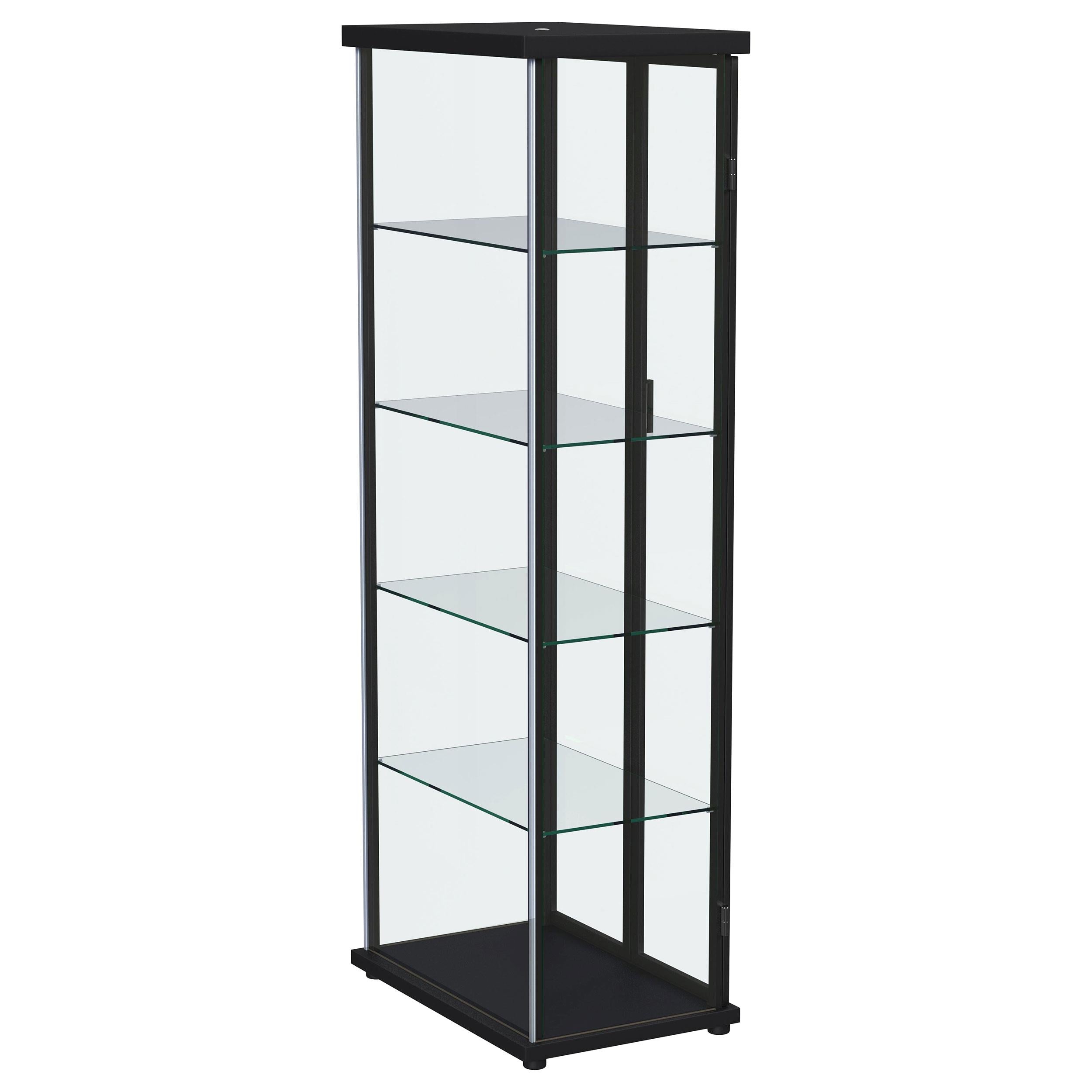 Aero 5-shelf Display Curio Cabinet with LED and Clear Tempered Glass Shelves Black - 950400