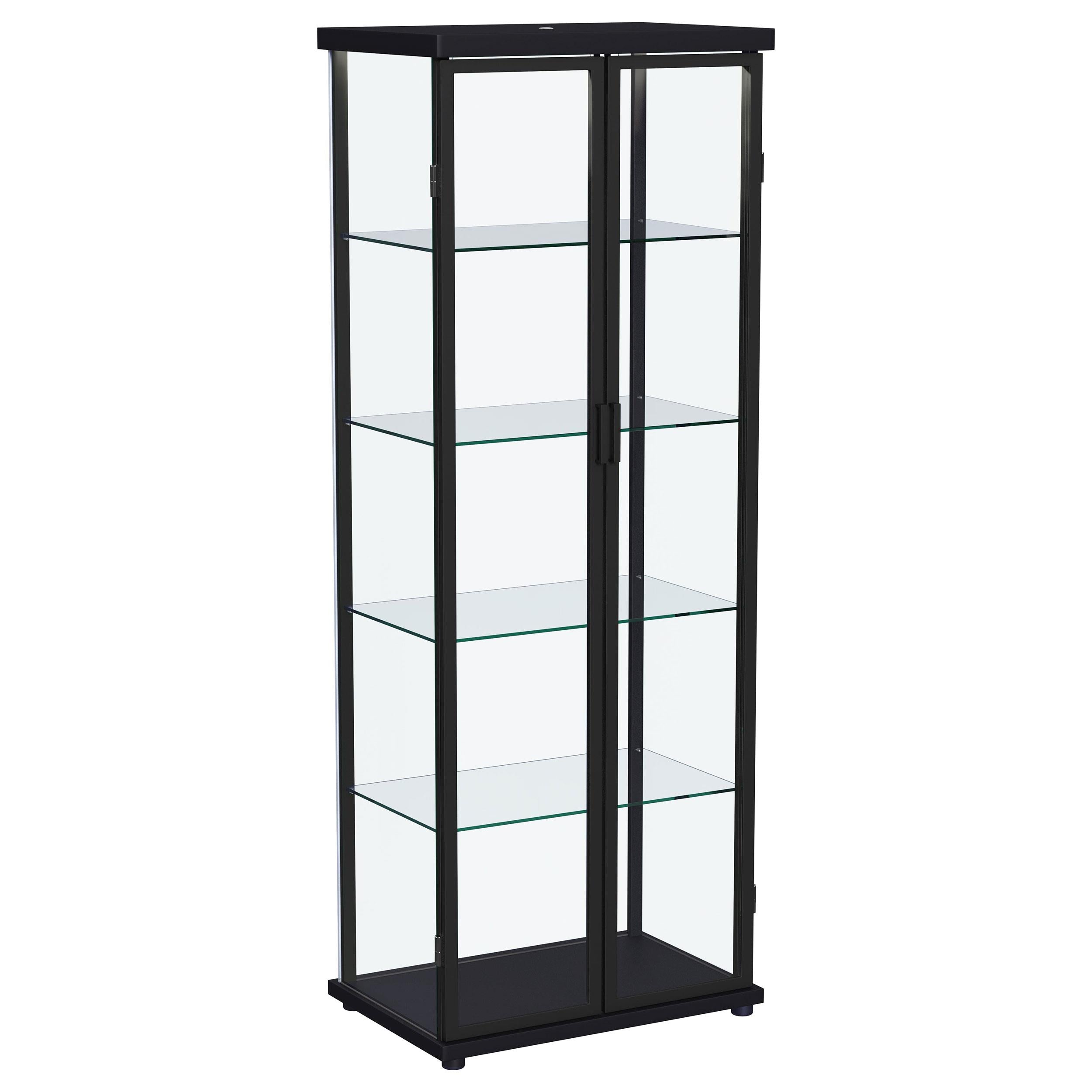 Aero 5-shelf Display Curio Cabinet with LED and Clear Tempered Glass Shelves Black - 950400