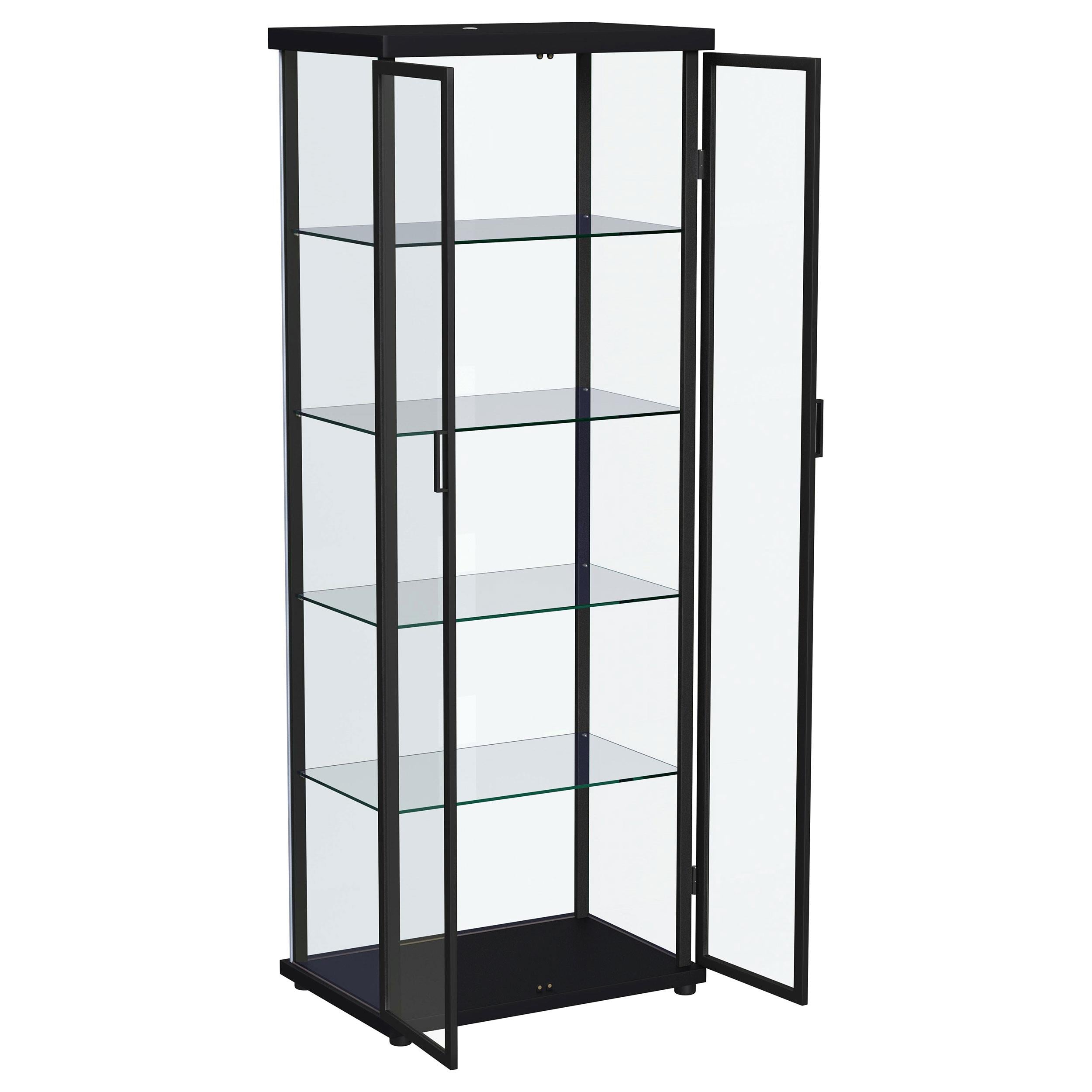 Aero 5-shelf Display Curio Cabinet with LED and Clear Tempered Glass Shelves Black - 950400