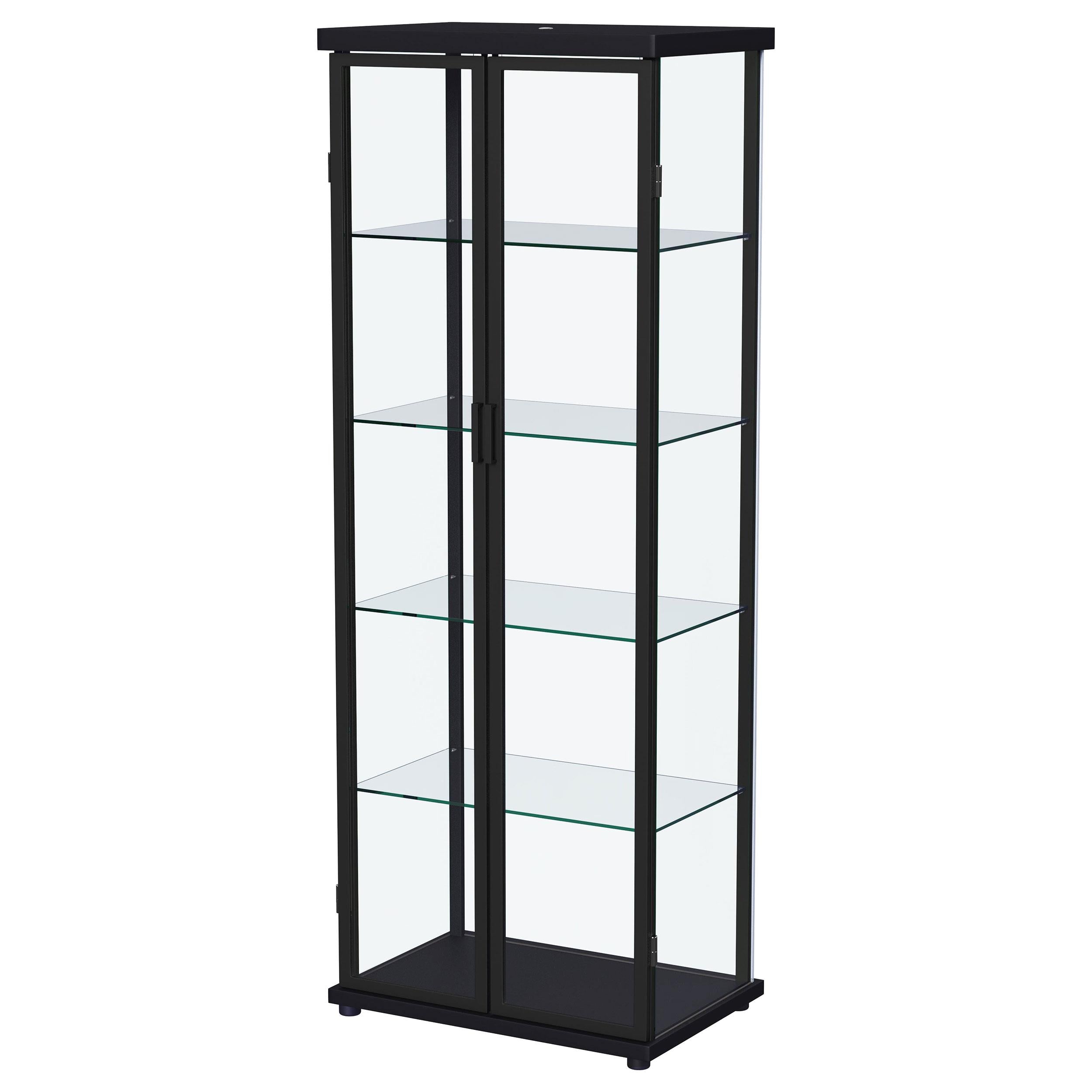 Aero 5-shelf Display Curio Cabinet with LED and Clear Tempered Glass Shelves Black - 950400