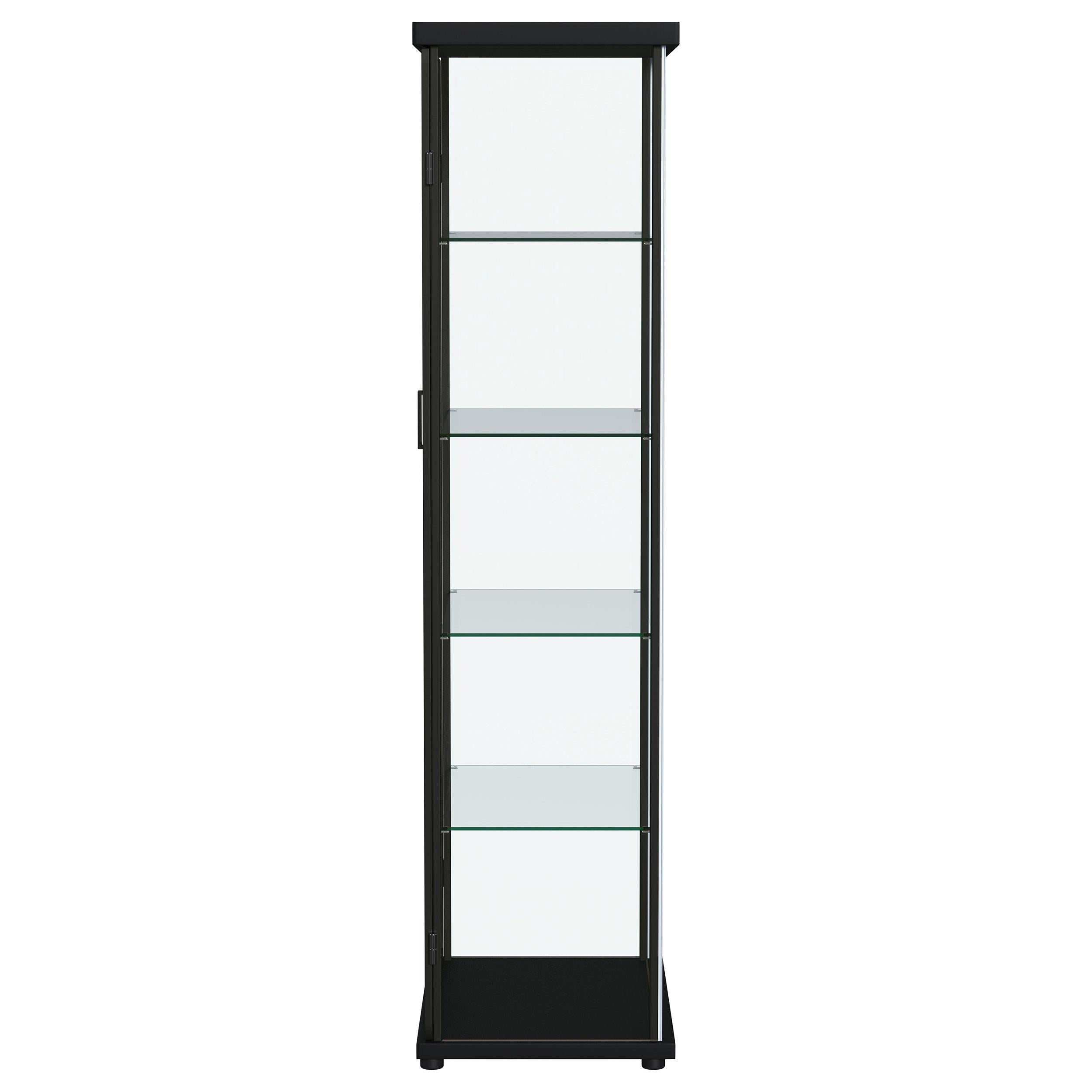 Aero 5-shelf Display Curio Cabinet with LED and Clear Tempered Glass Shelves Black - 950400