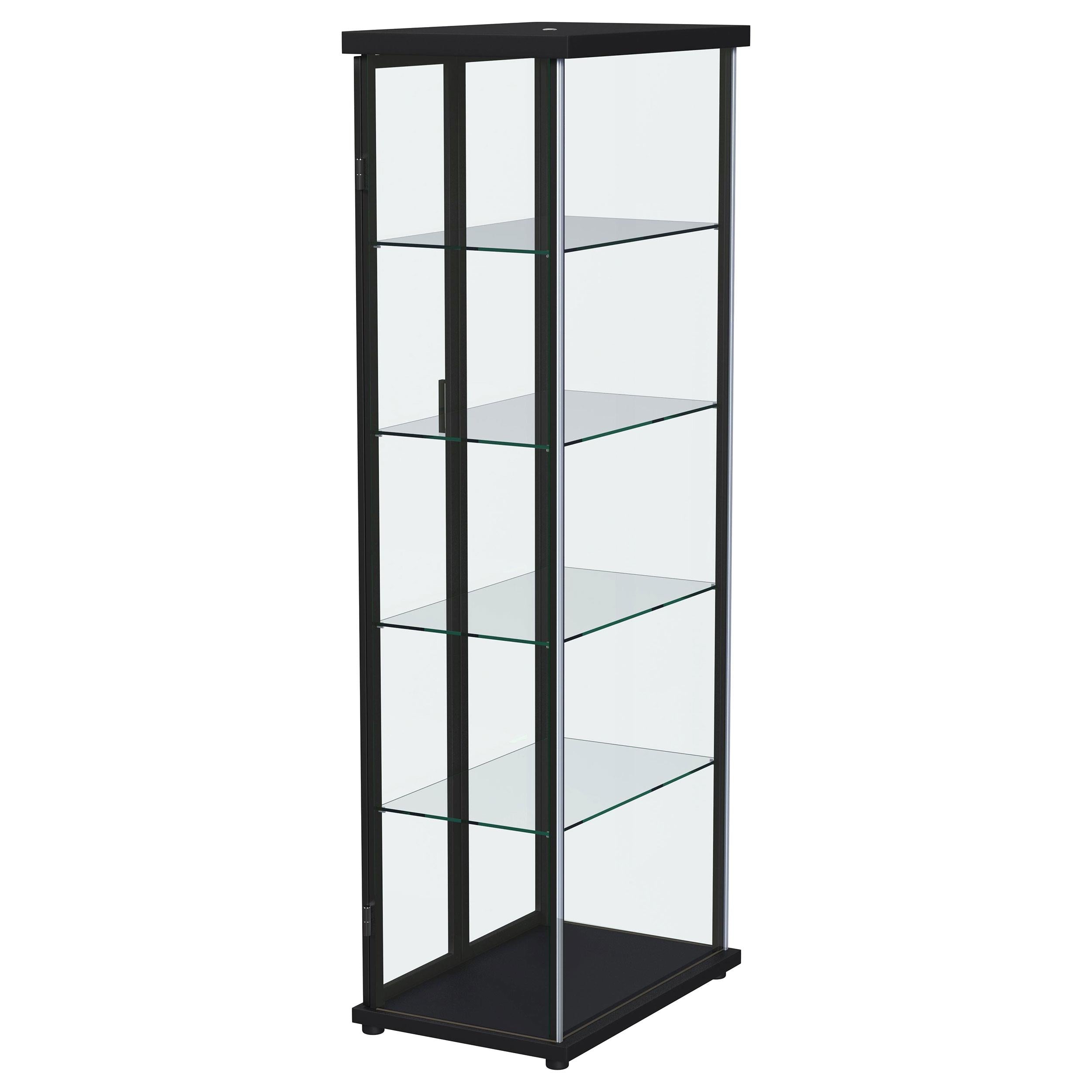 Aero 5-shelf Display Curio Cabinet with LED and Clear Tempered Glass Shelves Black - 950400