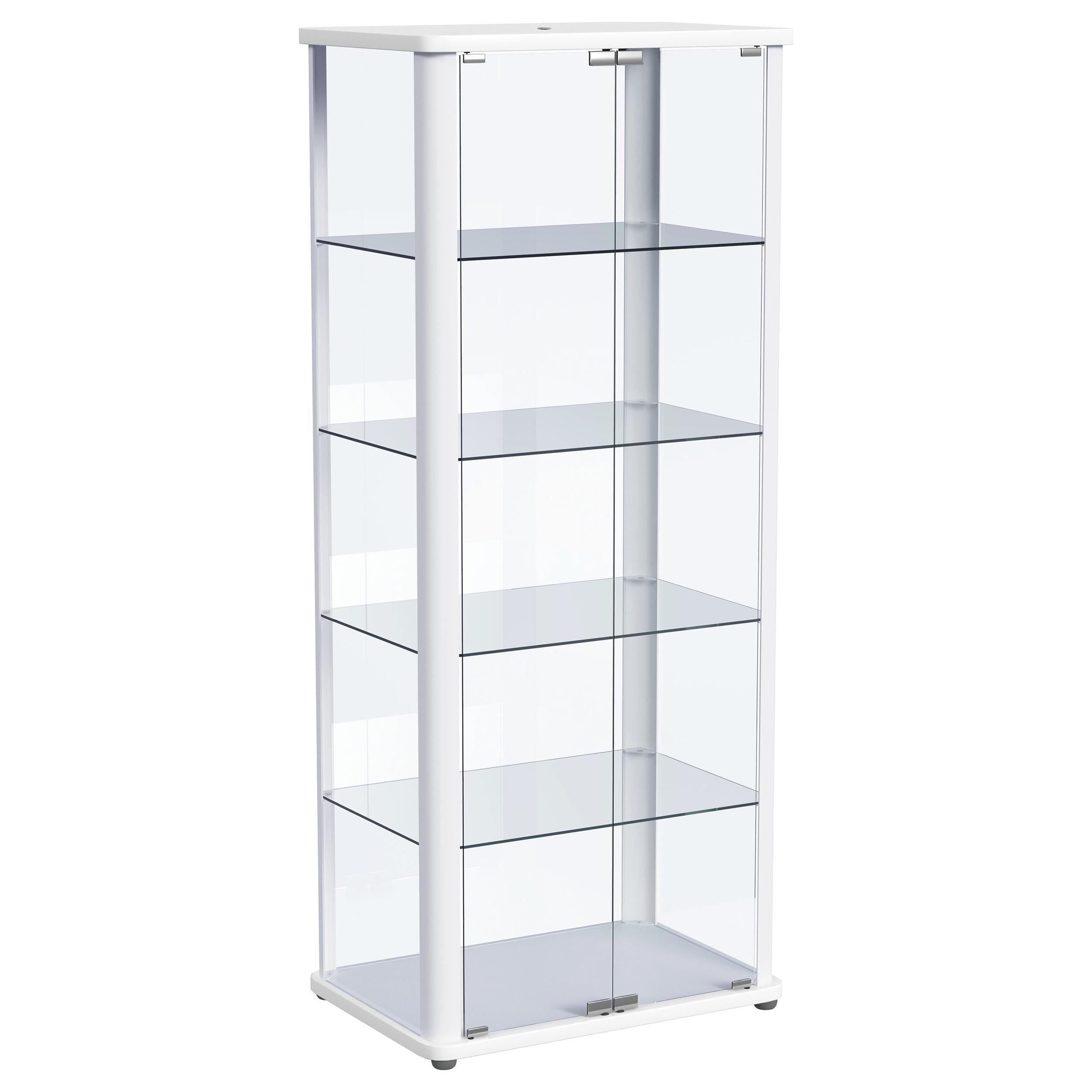 Aero 5-shelf Display Curio Cabinet with LED and Clear Tempered Glass Shelves Glossy White - 950399