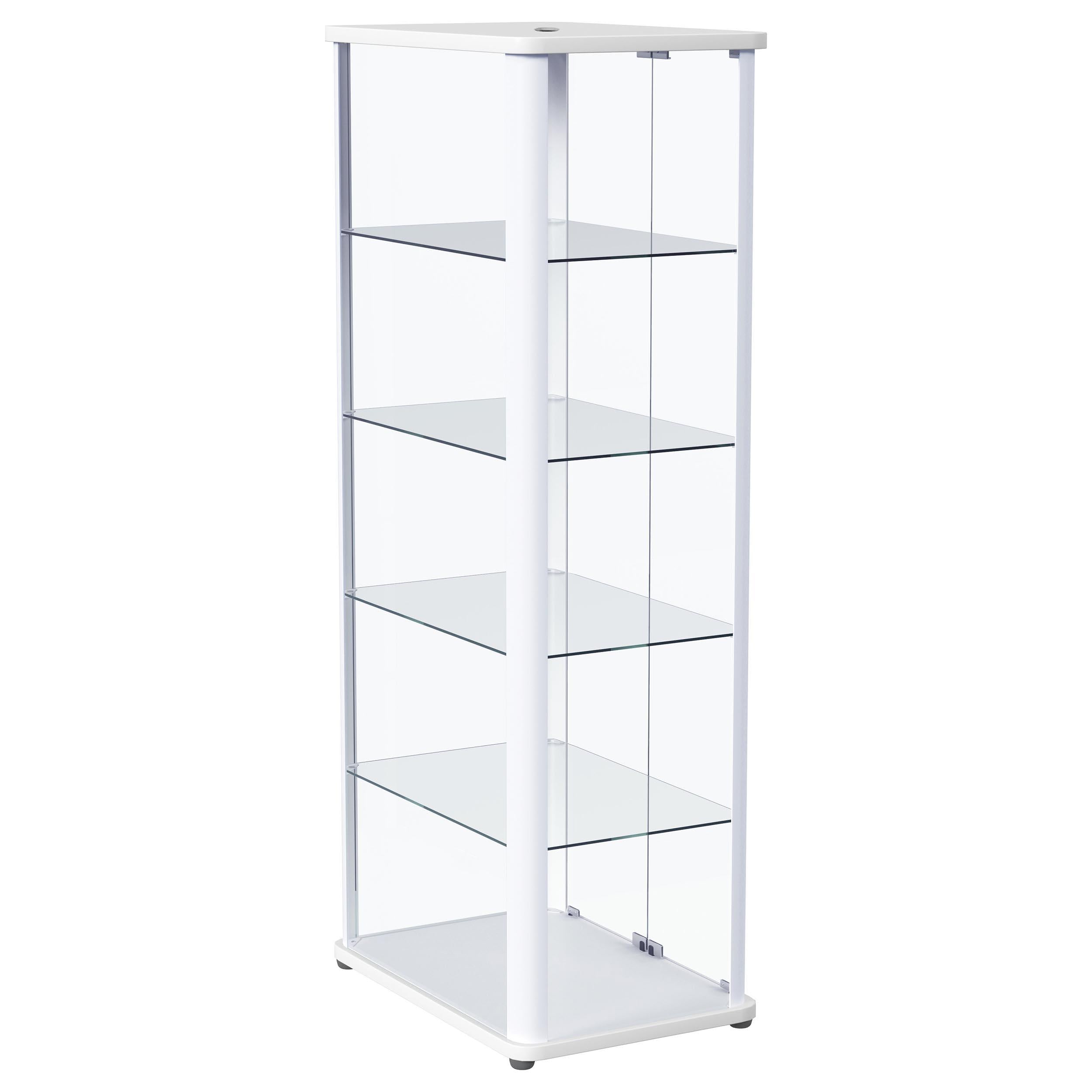 Aero 5-shelf Display Curio Cabinet with LED and Clear Tempered Glass Shelves Glossy White - 950399