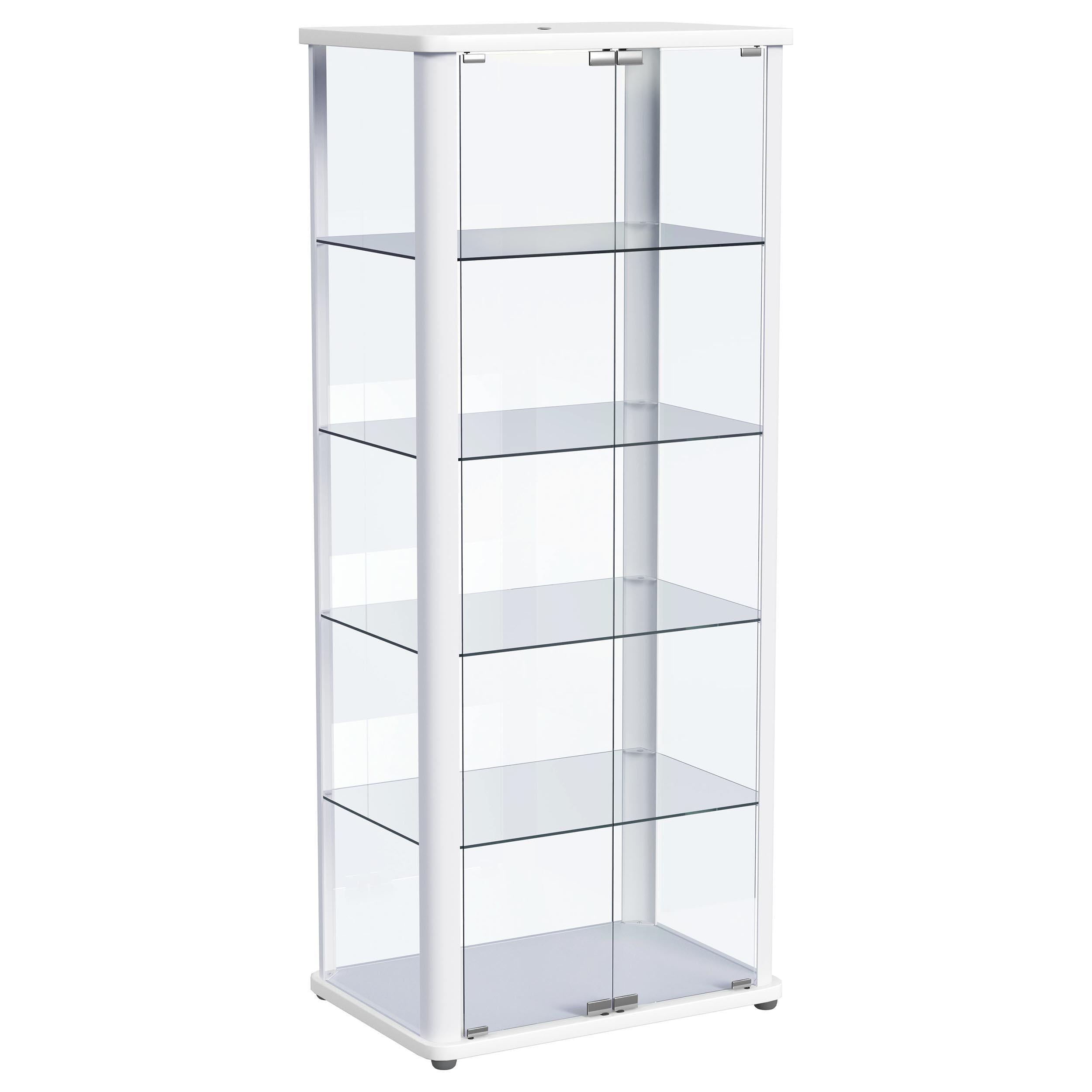 Aero 5-shelf Display Curio Cabinet with LED and Clear Tempered Glass Shelves Glossy White - 950399