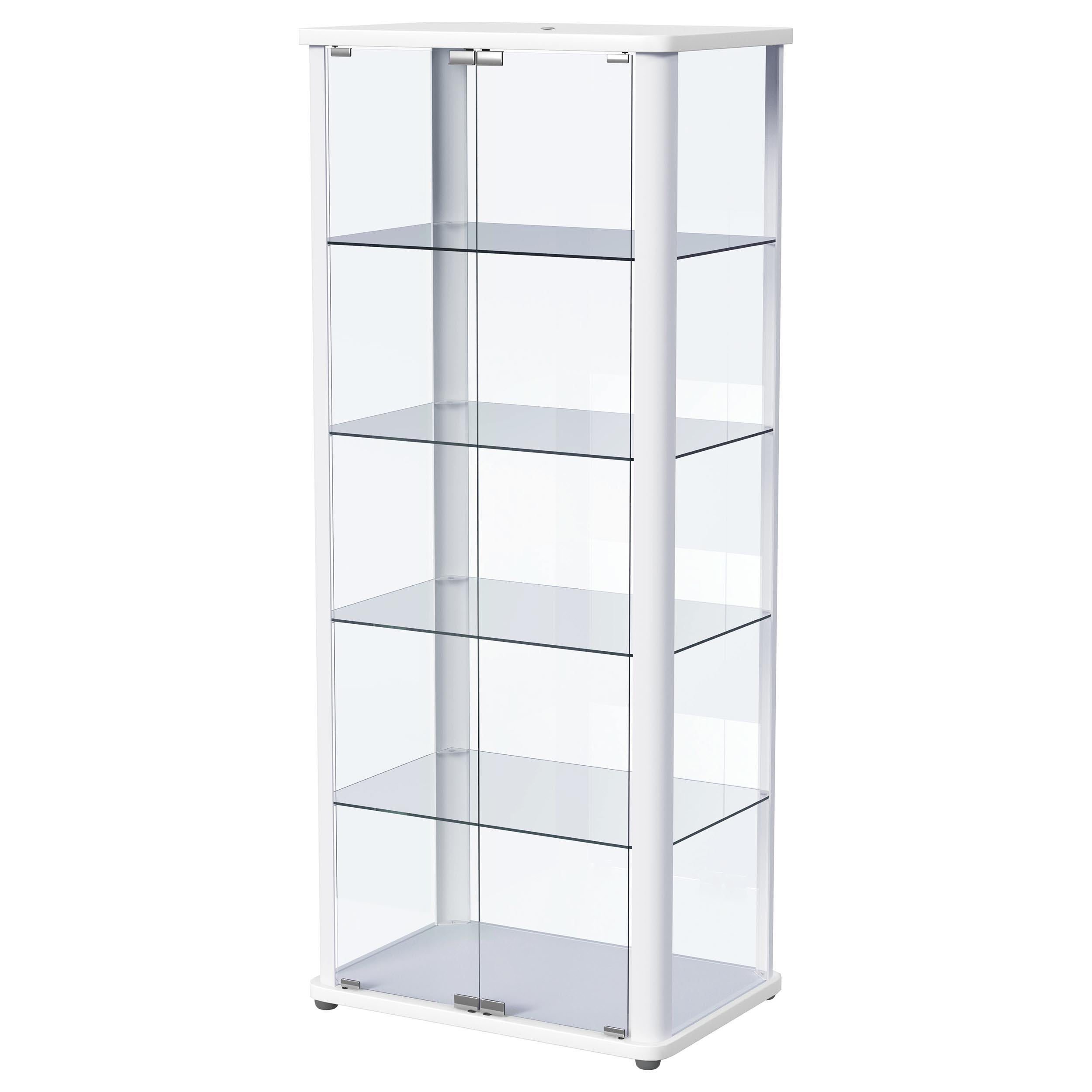 Aero 5-shelf Display Curio Cabinet with LED and Clear Tempered Glass Shelves Glossy White - 950399