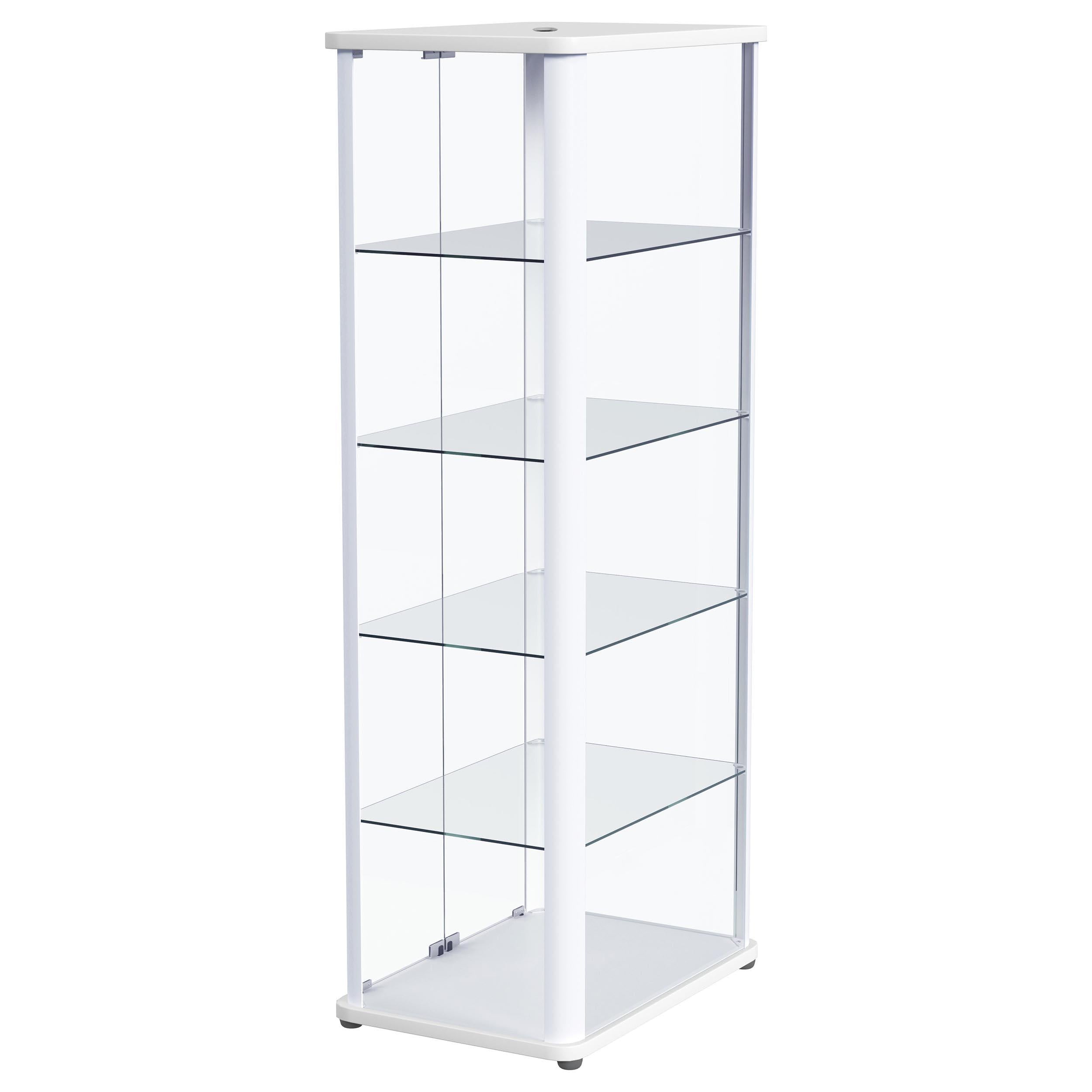 Aero 5-shelf Display Curio Cabinet with LED and Clear Tempered Glass Shelves Glossy White - 950399