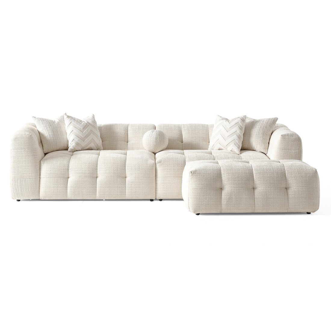 Alana Tufted Ivory Chenille Modular Sectional Sofa - MSC02600801