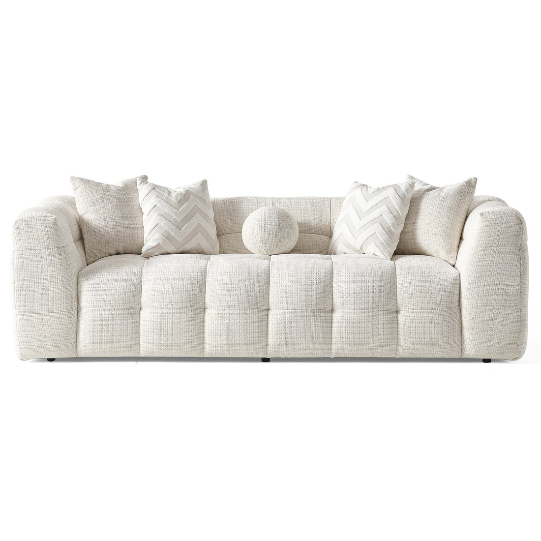 Alana Tufted Ivory Chenille Sofa - SOF02600211