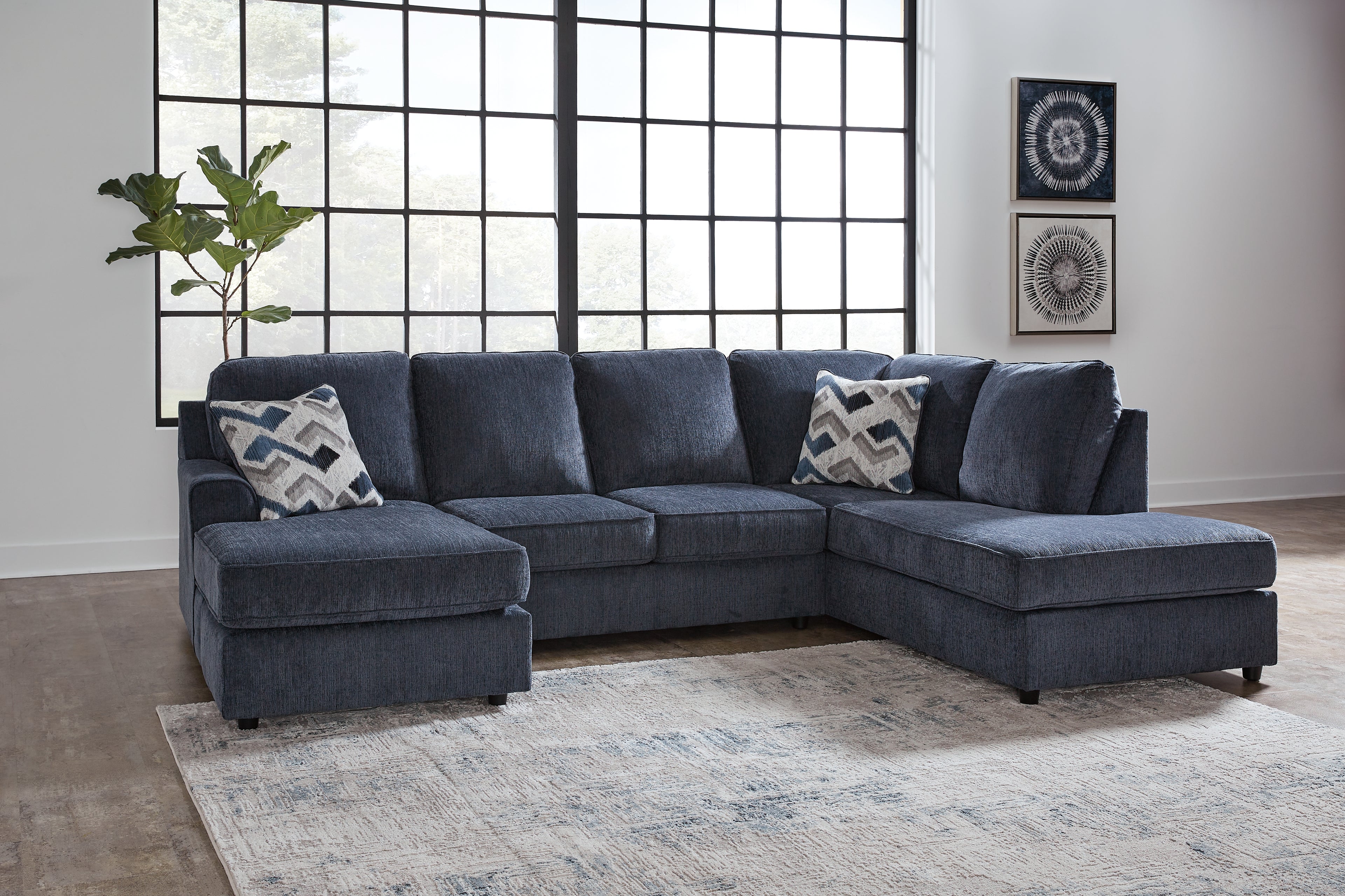 Albar Place Cobalt 2-Piece Sectional and Ottoman - 95302U1