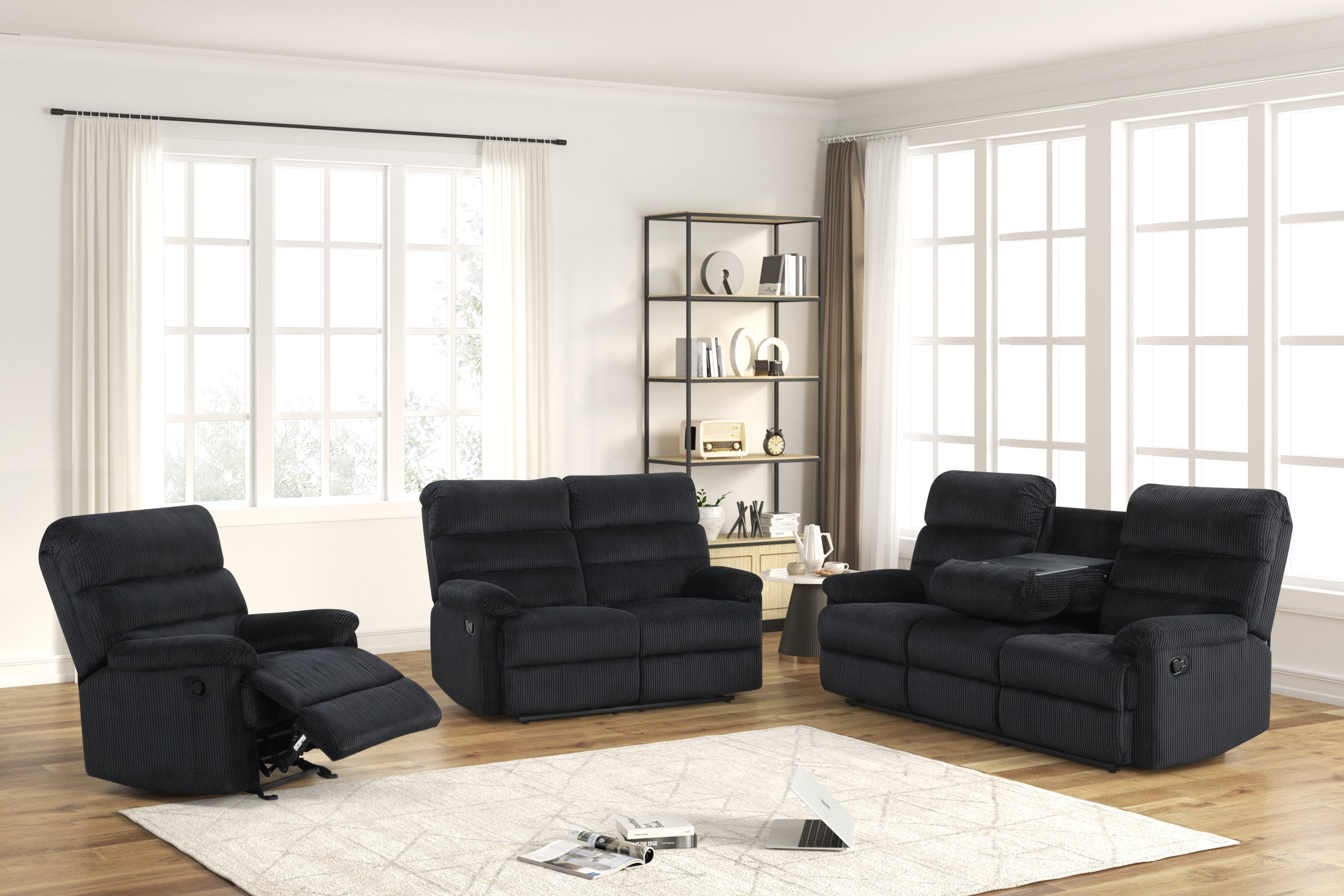Albert Black - 3PC Reclining Set - ALBERT BLACK 3PC