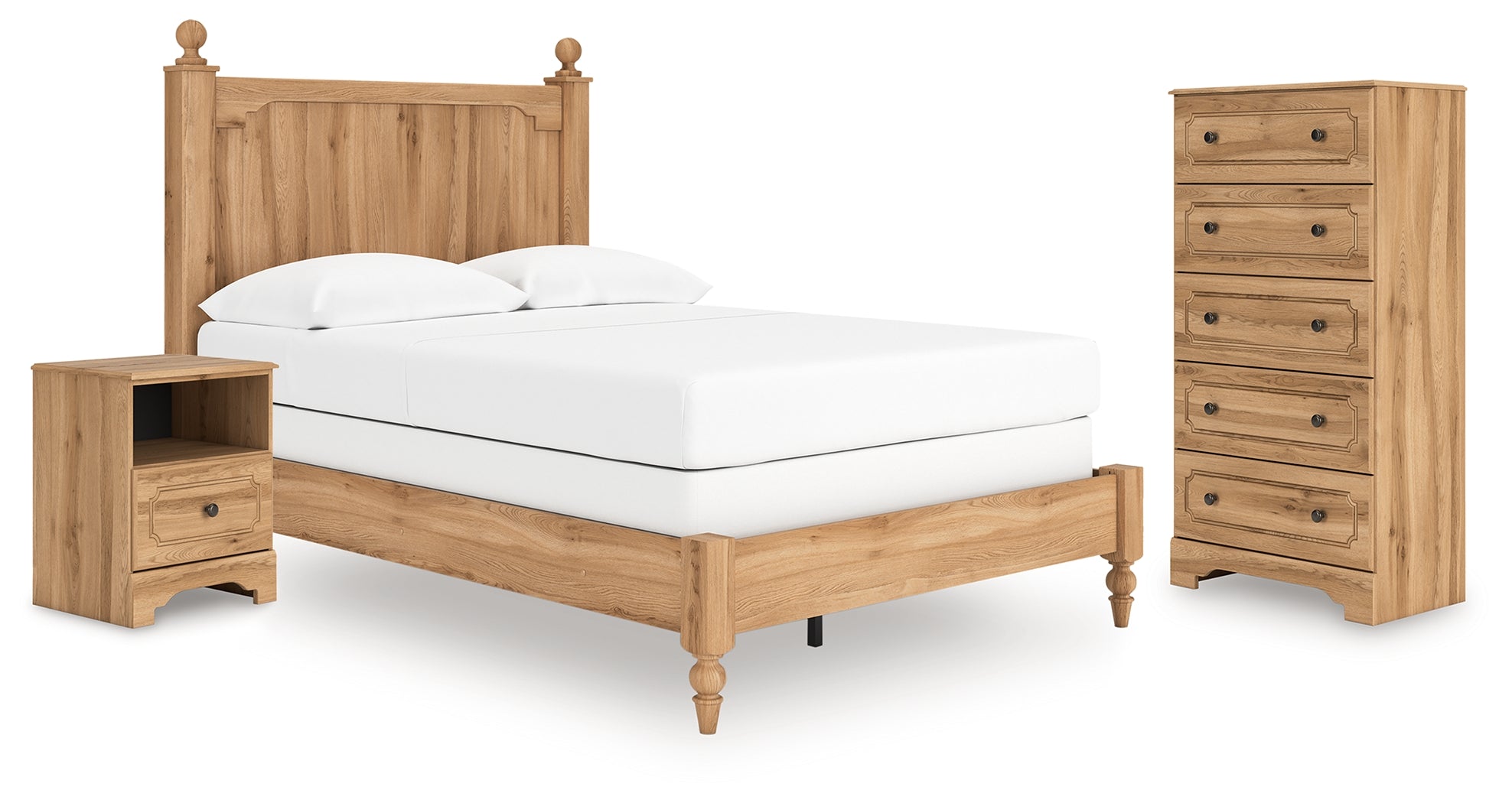 Aleaport Full Panel Bed with Chest and Nightstand in Warm Brown from Ashley - Luna Furniture