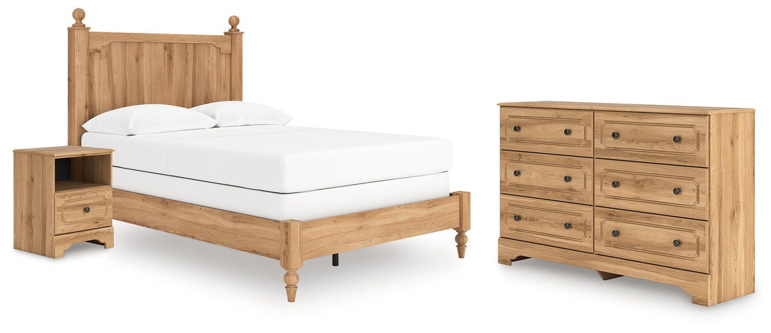 Aleaport Full Panel Bed with Dresser and Nightstand in Warm Brown from Ashley - Luna Furniture