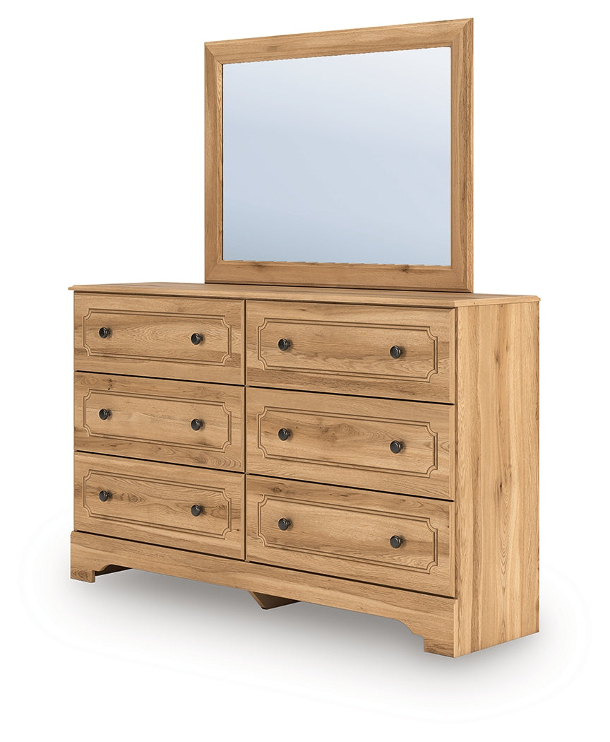 Aleaport Full Panel Bed with Mirrored Dresser in Warm Brown from Ashley - Luna Furniture